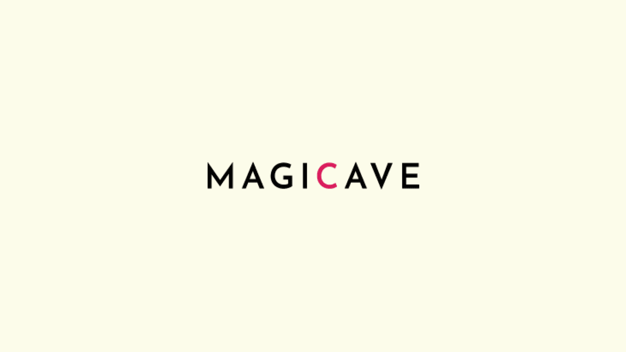 Magicave logo with the word "MAGICAVE" in black letters and the letter "C" in pink on a light background.