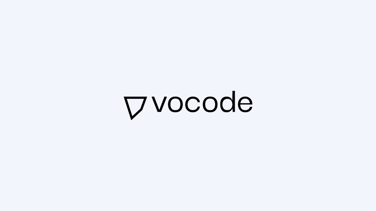 Vocode logo with a stylized triangle icon and the word "vocode" in black text.