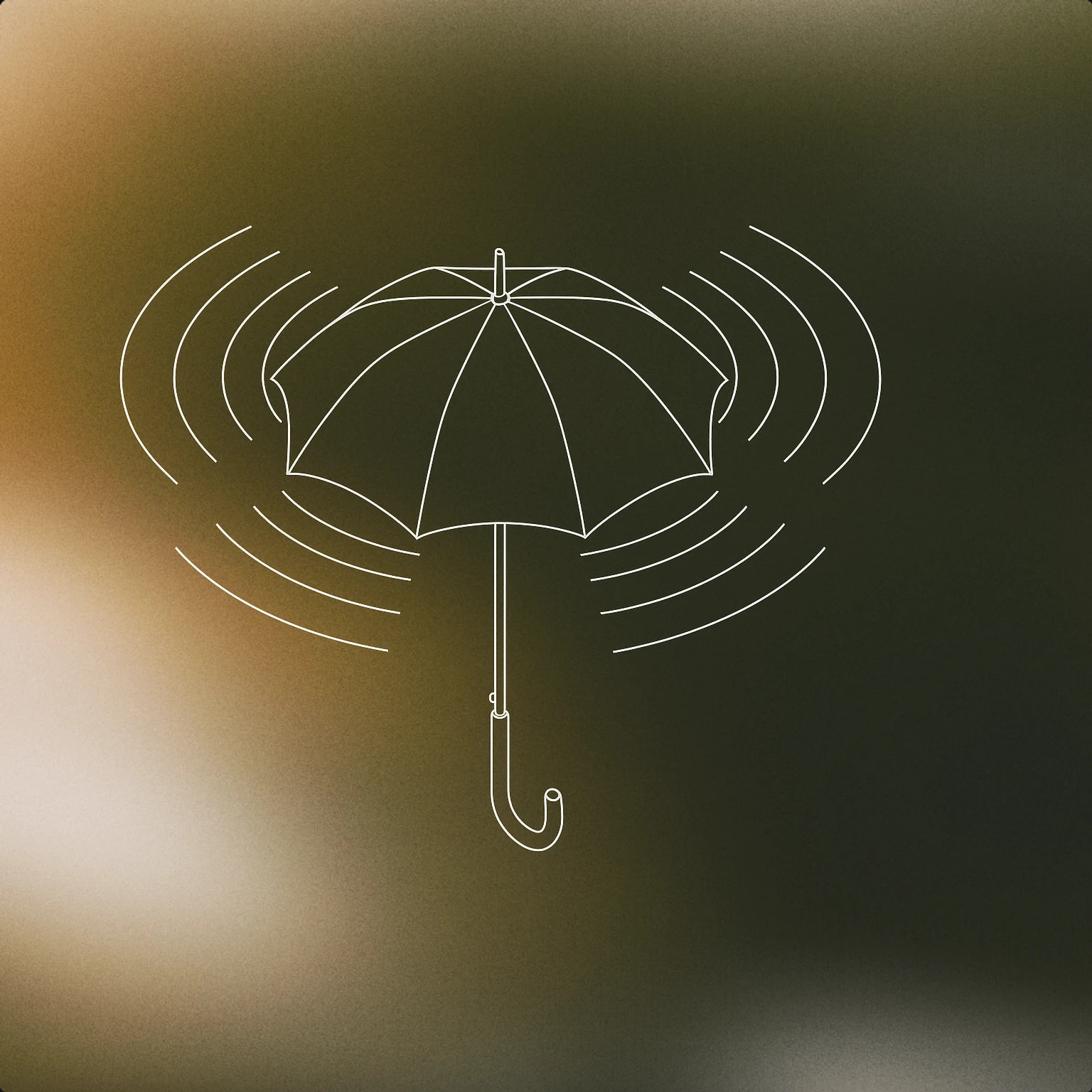 Cover of an umbrella with stylized soundwave patterns radiating from its canopy for Weather sound effects