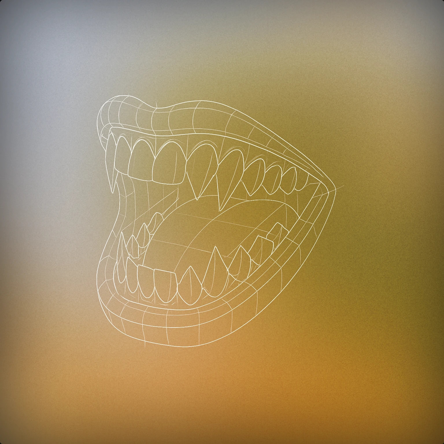 Cover of a stylized open mouth with exaggerated sharp teeth and a wide grin for Sinister Laugh sound effects