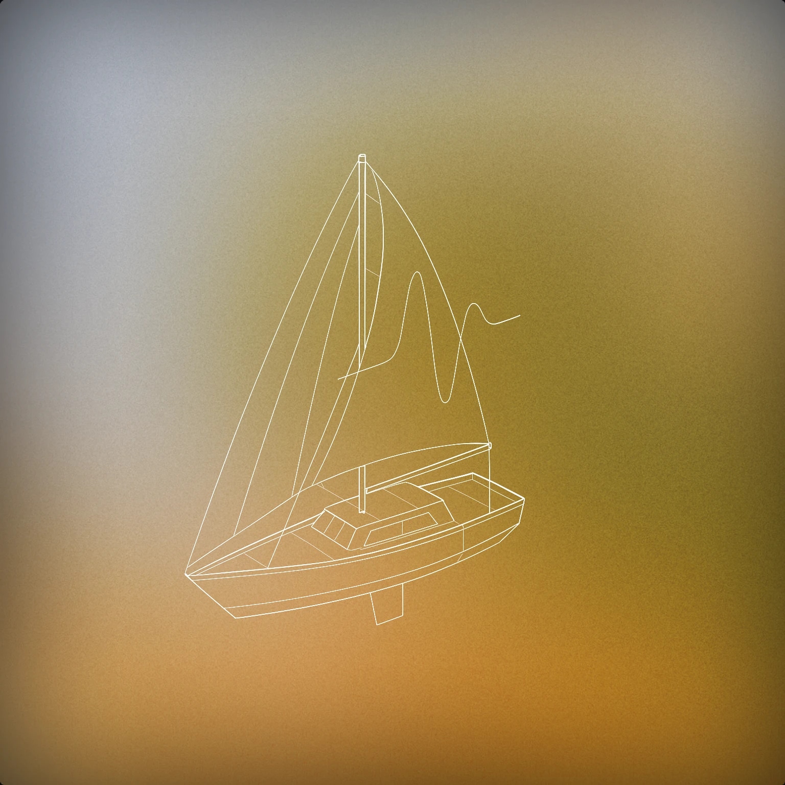Cover of A stylized sailboat with a single large sail, where the sail is subtly shaped like a soundwave curve, and the hull is simple and geometric. for Sailboat sound effects
