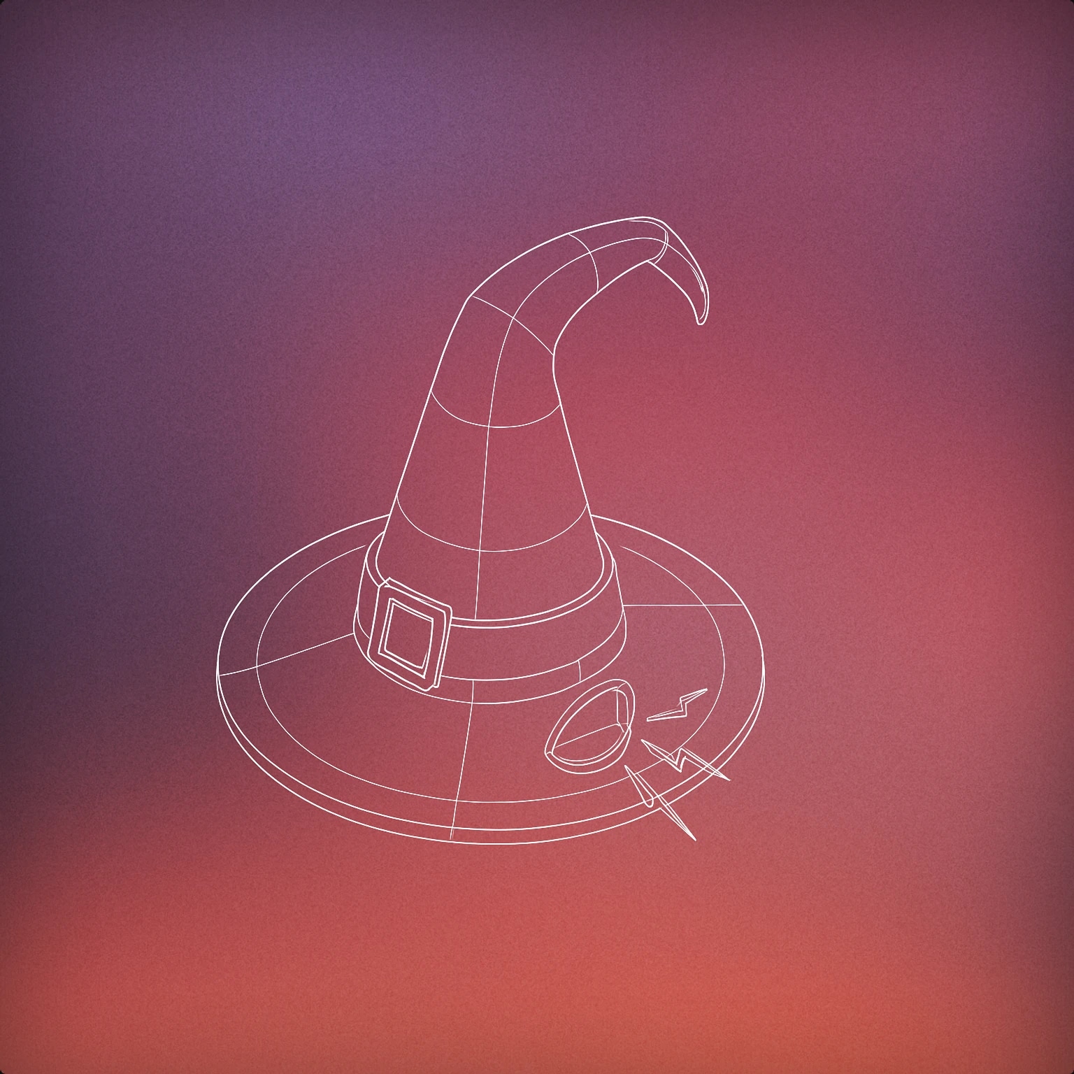 Cover of A classic witch hat with curved tip and a small open mouth at its base emitting simple, jagged sound lines for Witch Laugh sound effects