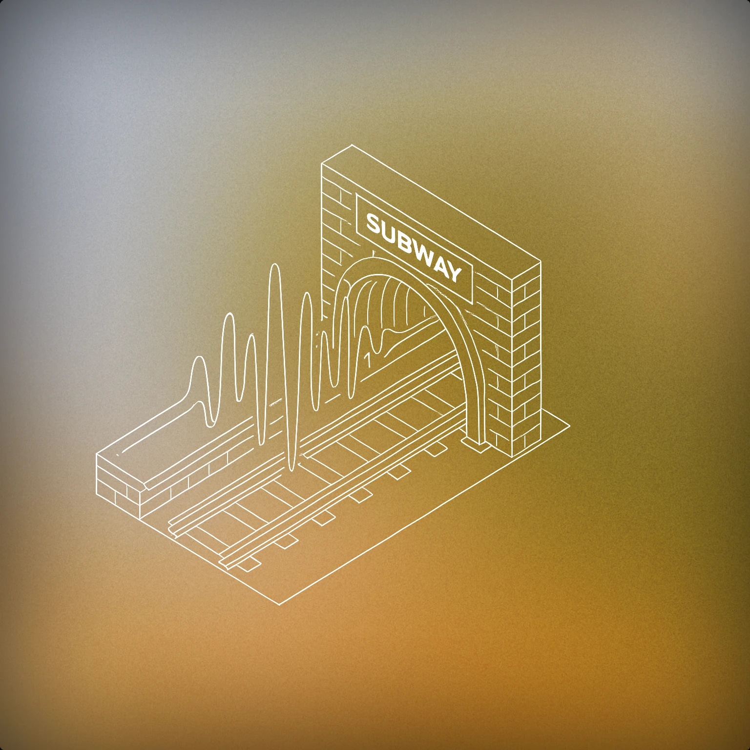 Cover of subway tunnel entrance with stylized soundwave lines emerging from the opening for Underground sound effects