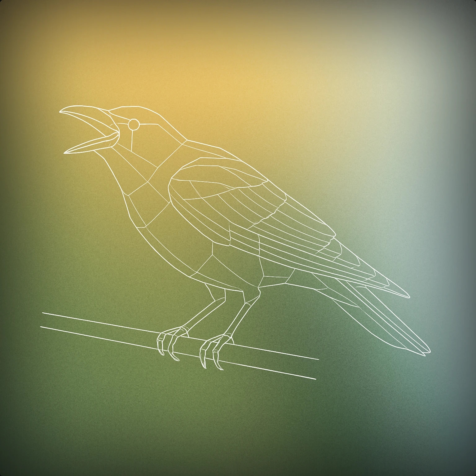 Cover of a stylized crow perched on a single, simplified branch with its beak open as if calling for Crow sound effects