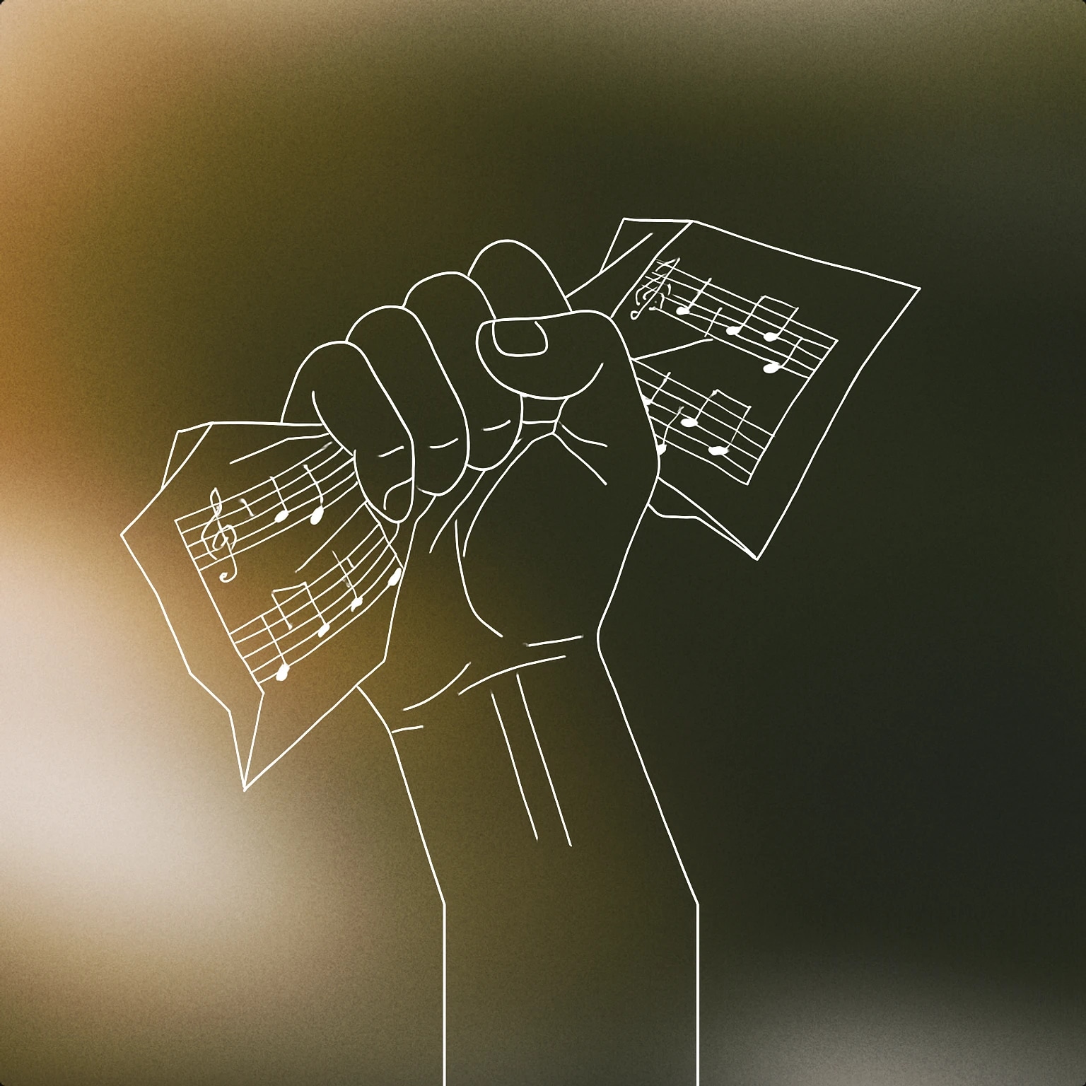 Cover of A clenched fist tightly gripping a crumpled sheet of music notes for Angry Man sound effects