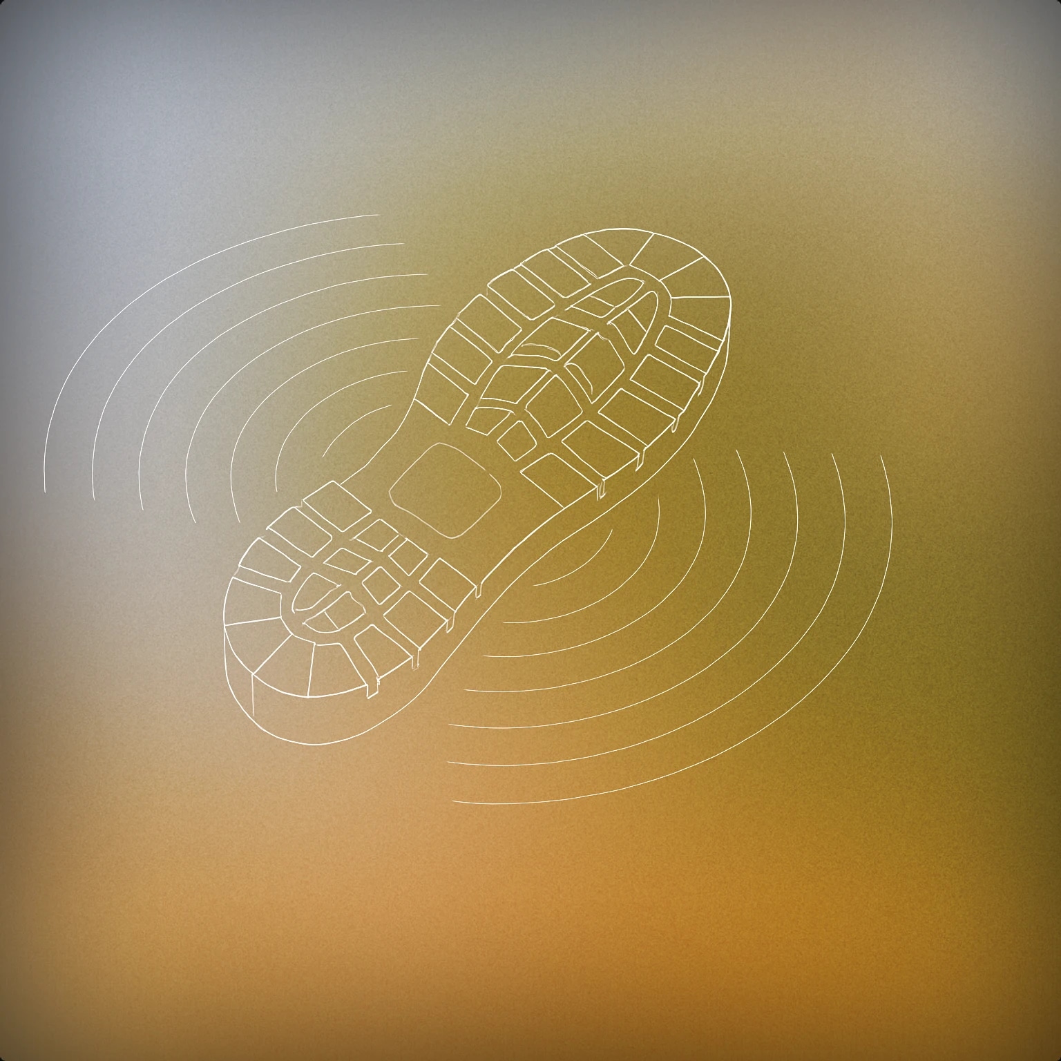 Cover of a single shoe print with subtle soundwave lines radiating from it for Walking sound effects