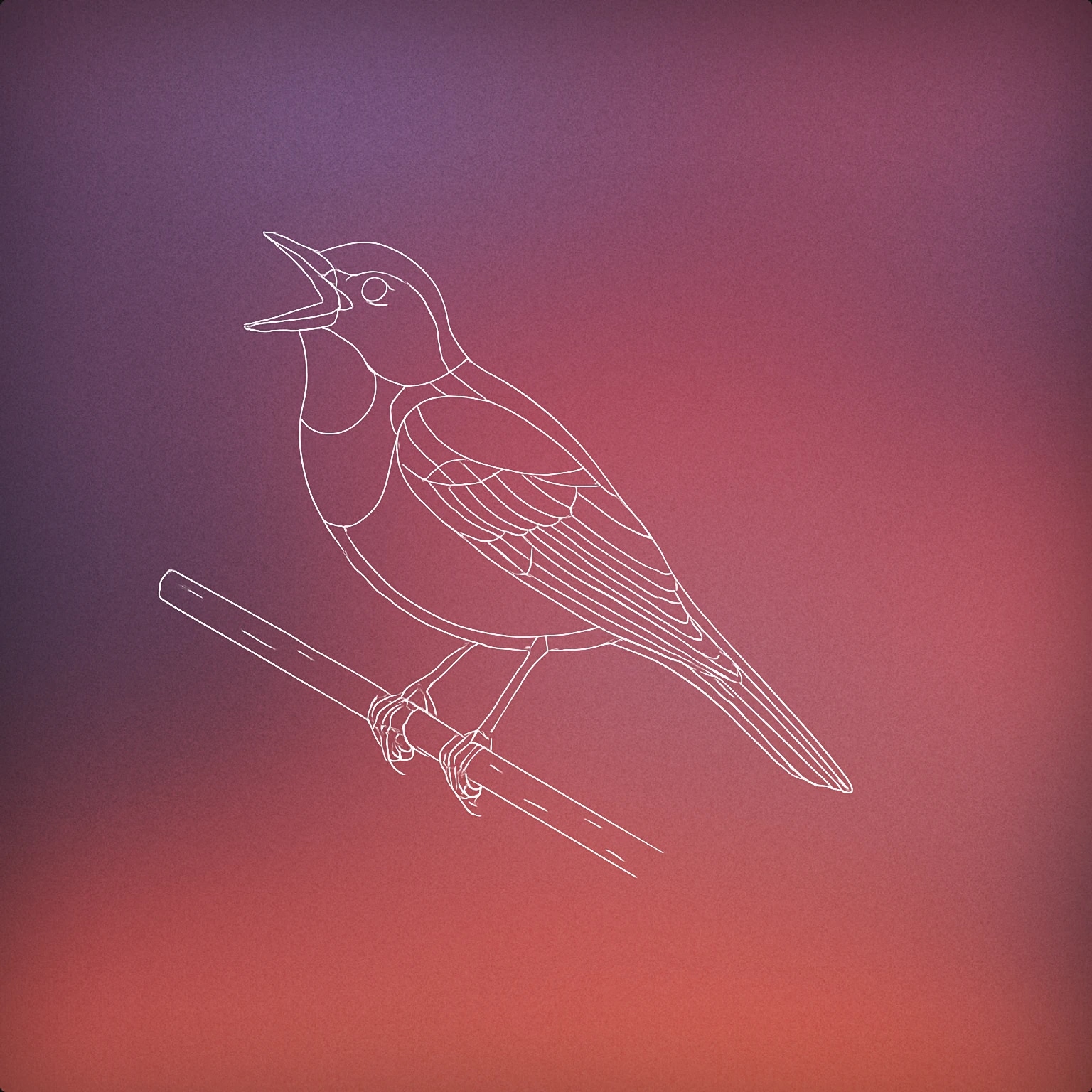 Cover of bird perched on a single branch with its beak open mid-song for Warble sound effects