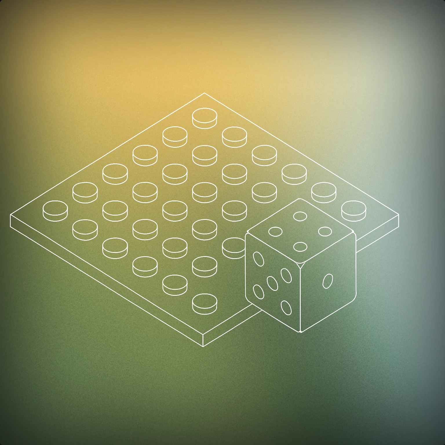 Cover of a stylized game board with raised, evenly spaced circular tokens and a single oversized die at one corner for Board Game sound effects