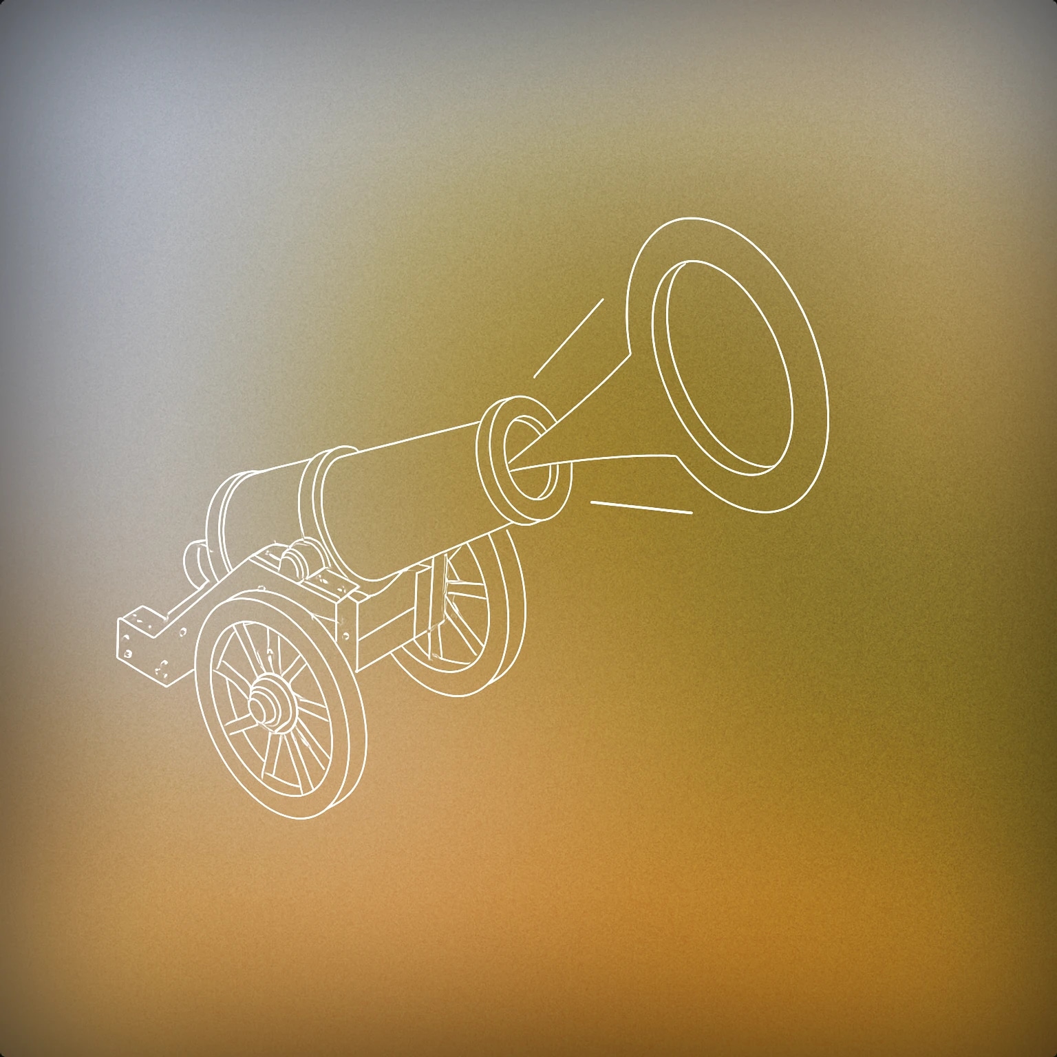 Cover of A stylized cannon with a large, exaggerated sound blast emerging from its barrel, shaped as a single, bold ripple or shockwave ring for Cannon sound effects