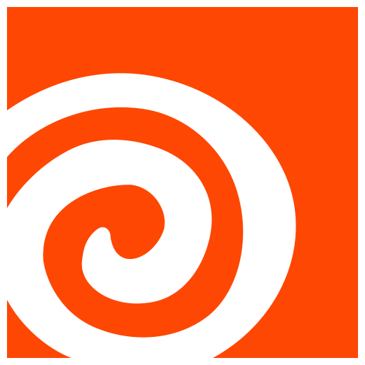White spiral on an orange background.