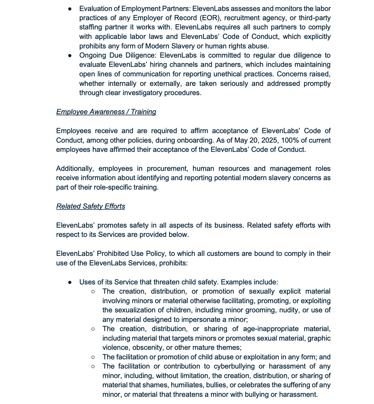 Page 6 of Modern Slavery Statement