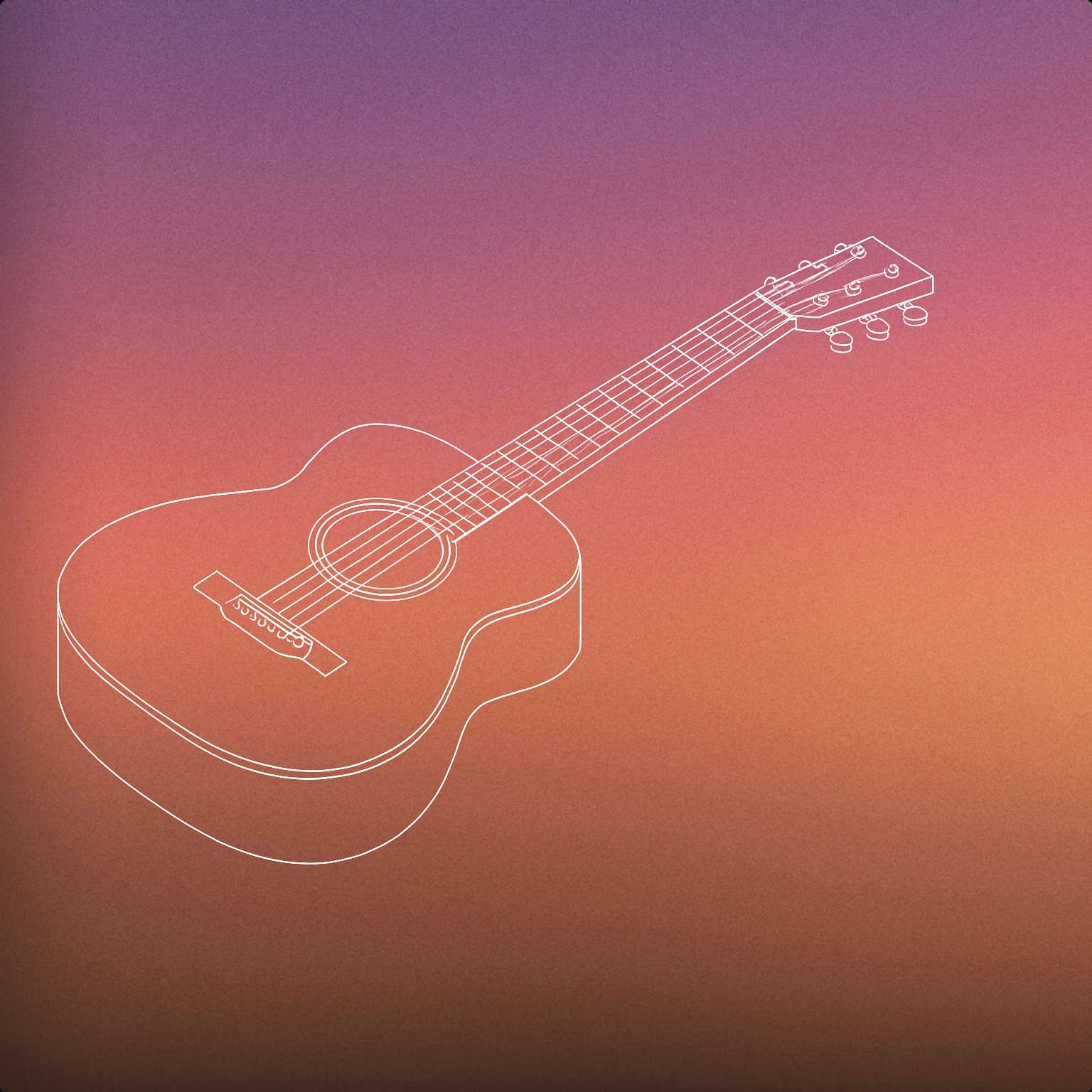 Cover of An acoustic guitar lying flat with its neck extending diagonally, showing the body, sound hole, and tuning pegs in clear geometric shapes for Guitar sound effects