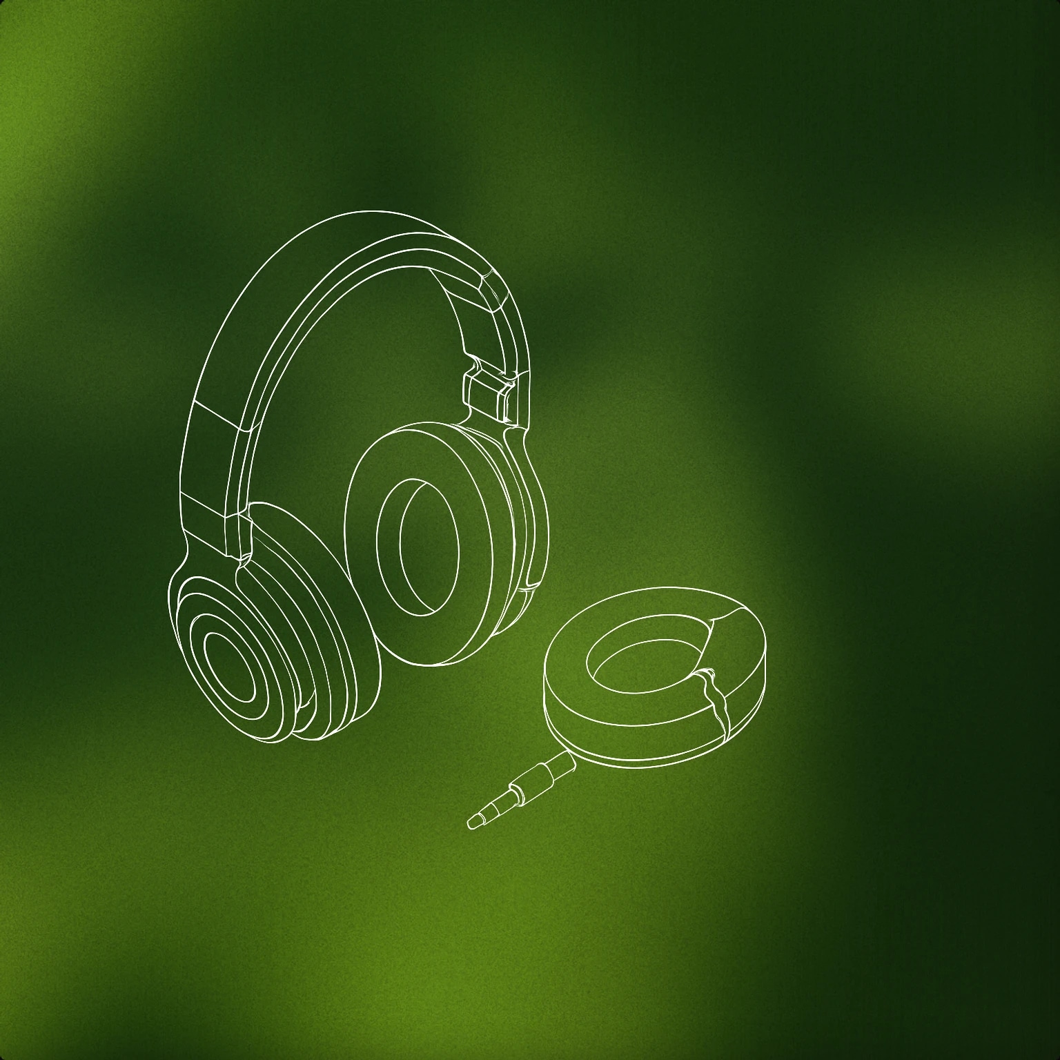 Cover of a cracked pair of over-ear headphones with one earcup detached and lying on the ground for Oh Noooo sound effects