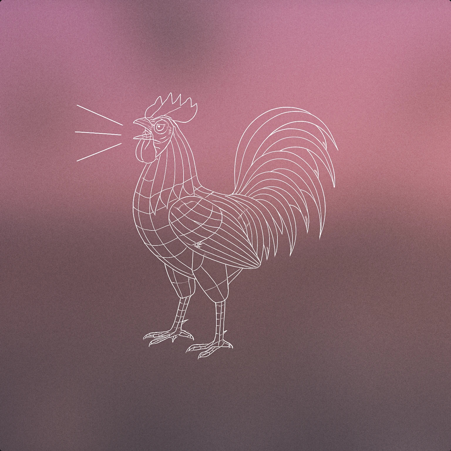 Cover of A stylized rooster crowing with its beak open and sound lines emanating from its mouth for Rooster sound effects