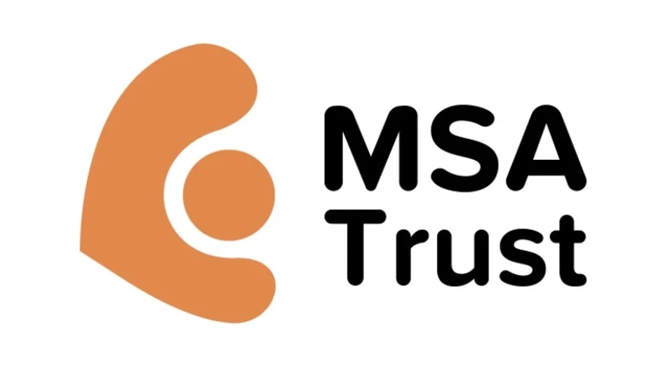Logo of the Multiple System Atrophy Trust in orange and black