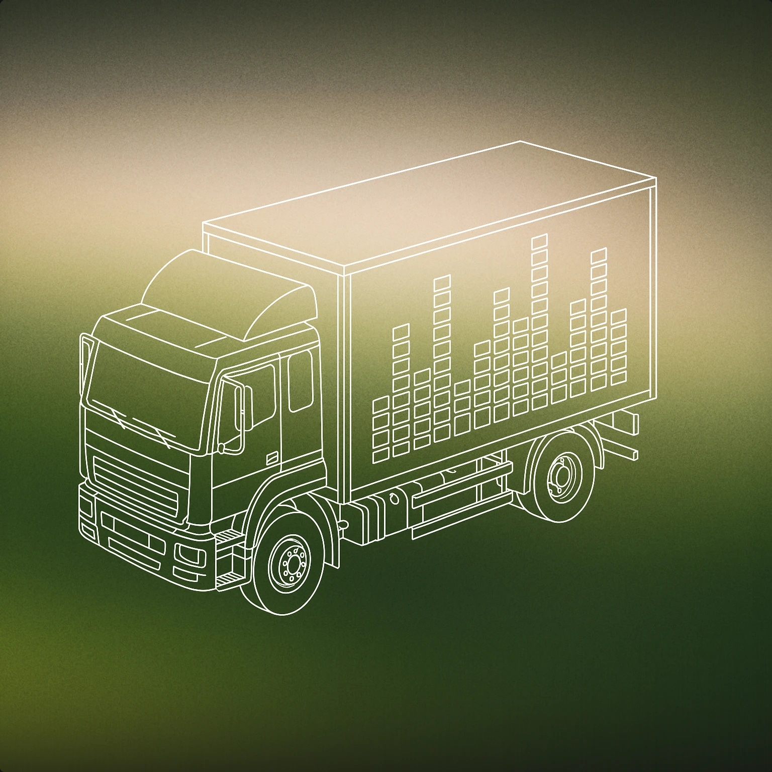 Cover of A large delivery truck with a stylized sound equalizer bar graph integrated into its cargo area, suggesting the transport of audio equipment or sound systems. for Truck sound effects