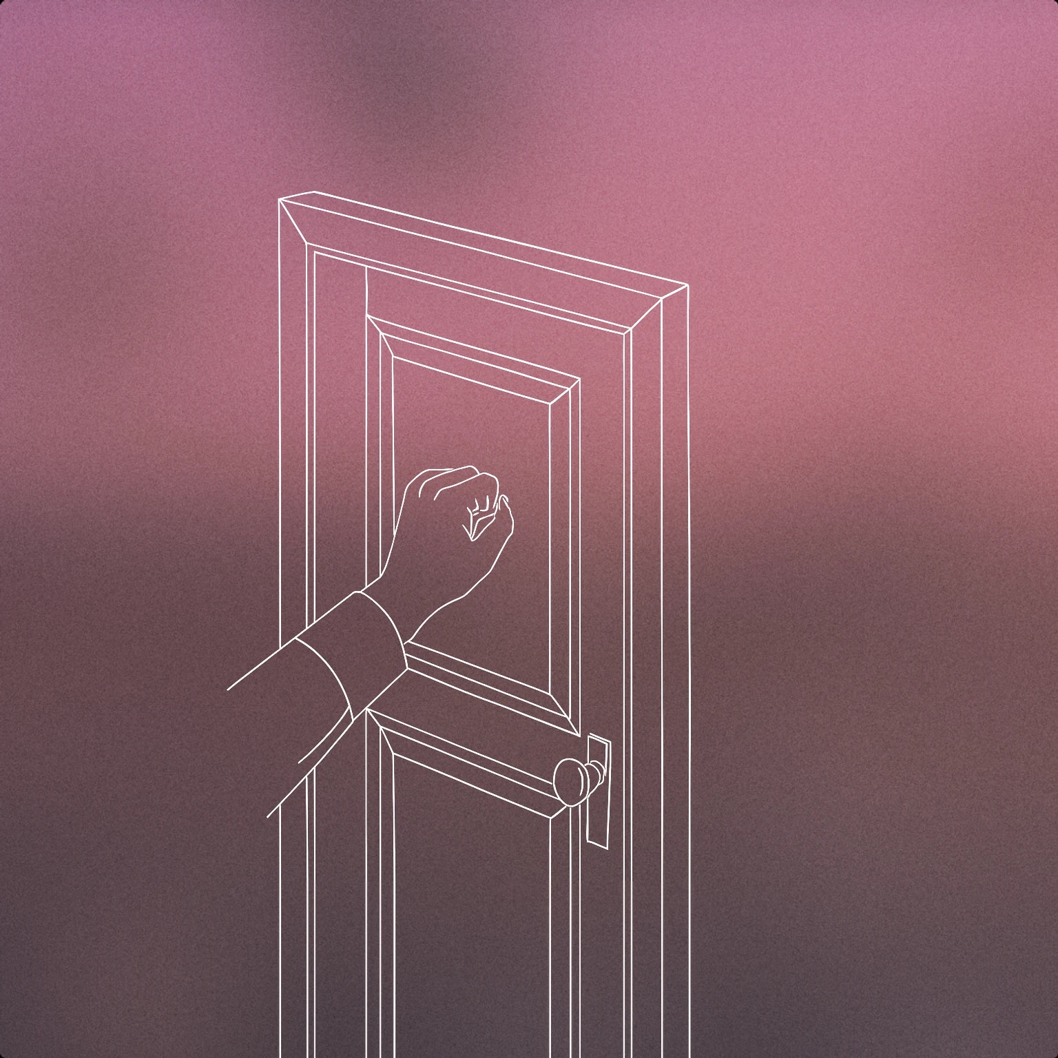 Cover of a closed door with a single hand poised to knock for Knock Knock sound effects