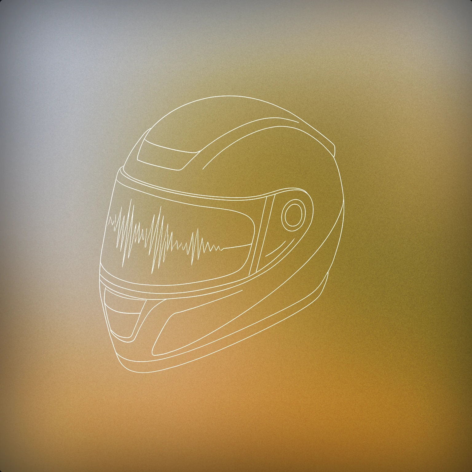Cover of A stylized motorcycle helmet with a prominent visor and a subtle soundwave pattern etched across the visor surface for Motorcycle sound effects