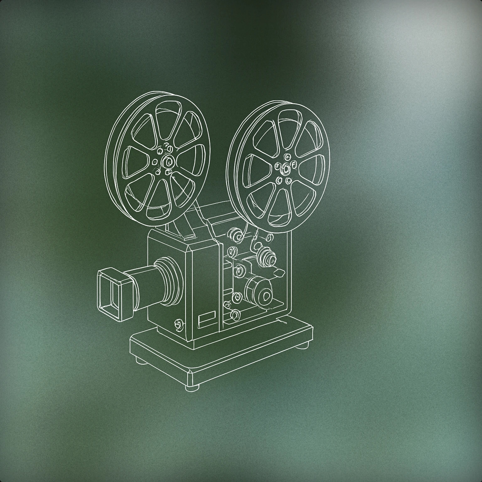 Cover of classic film projector with film reels for Cinema sound effects