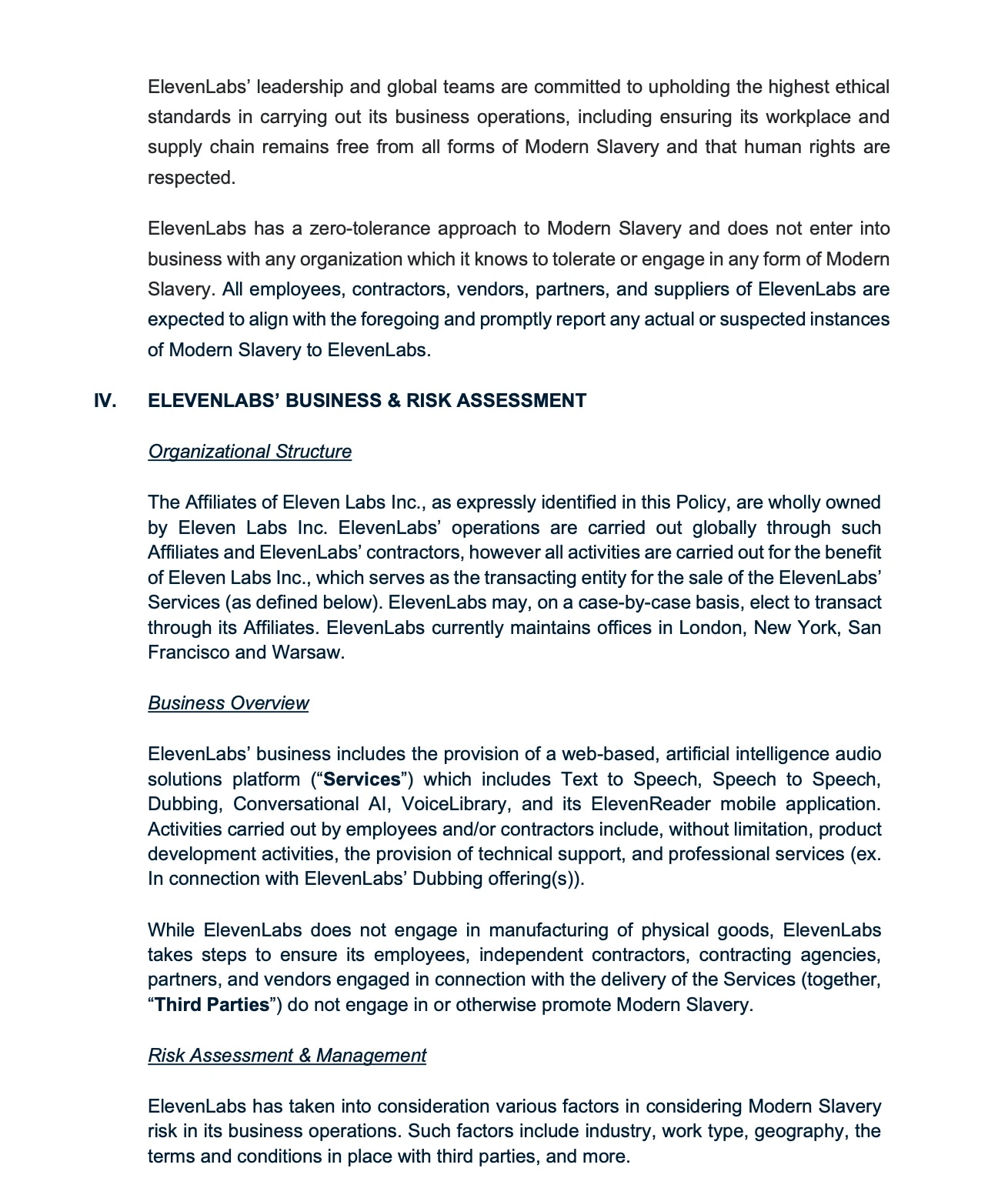Page 2 of Modern Slavery Policy Statement