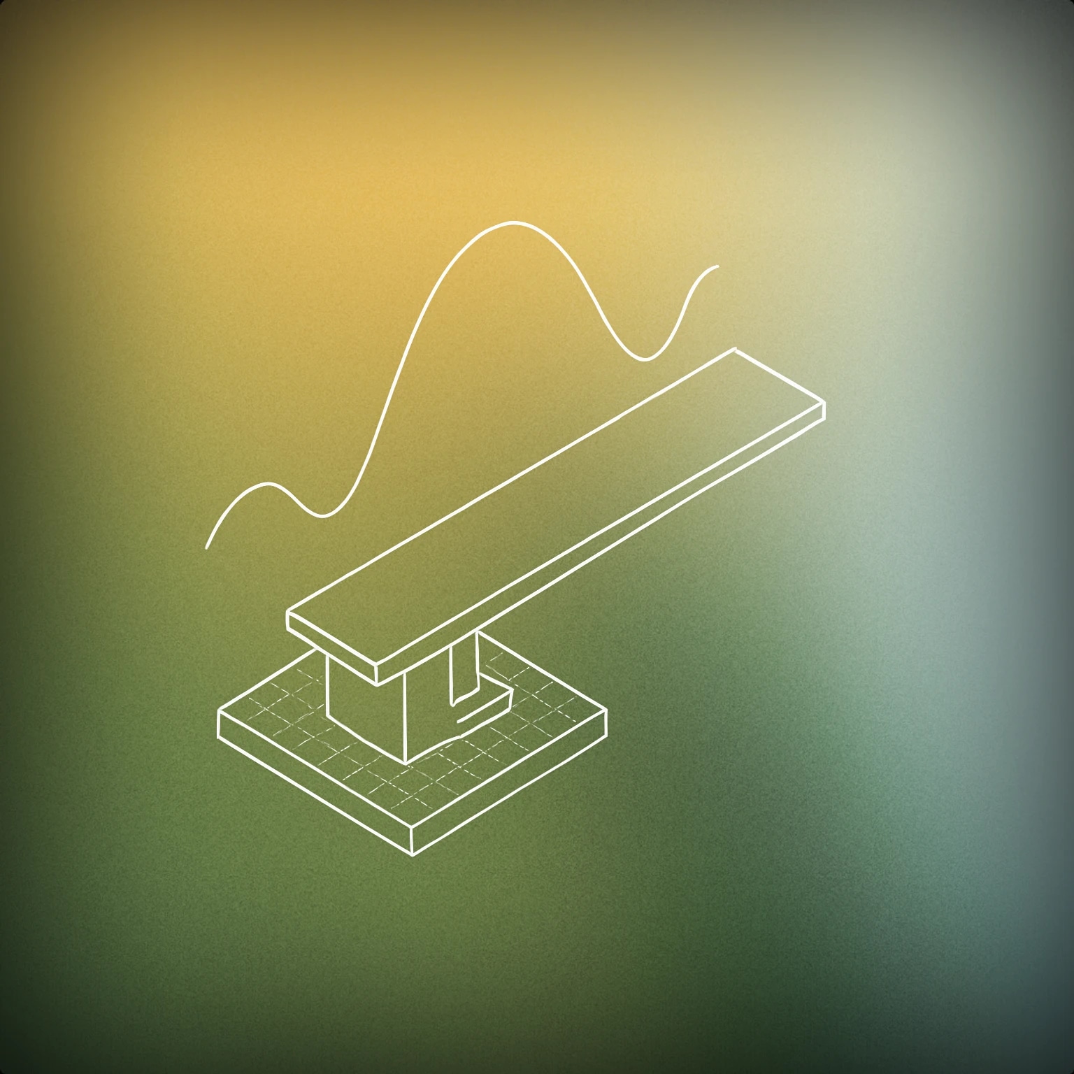 Cover of a stylized springboard with a single soundwave arching above it for Jumping sound effects