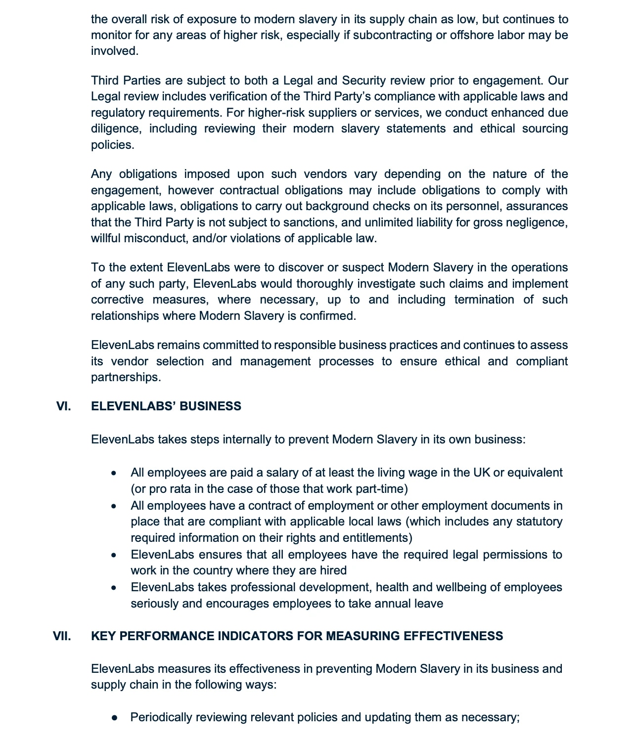 Page 4 of Modern Slavery Policy Statement