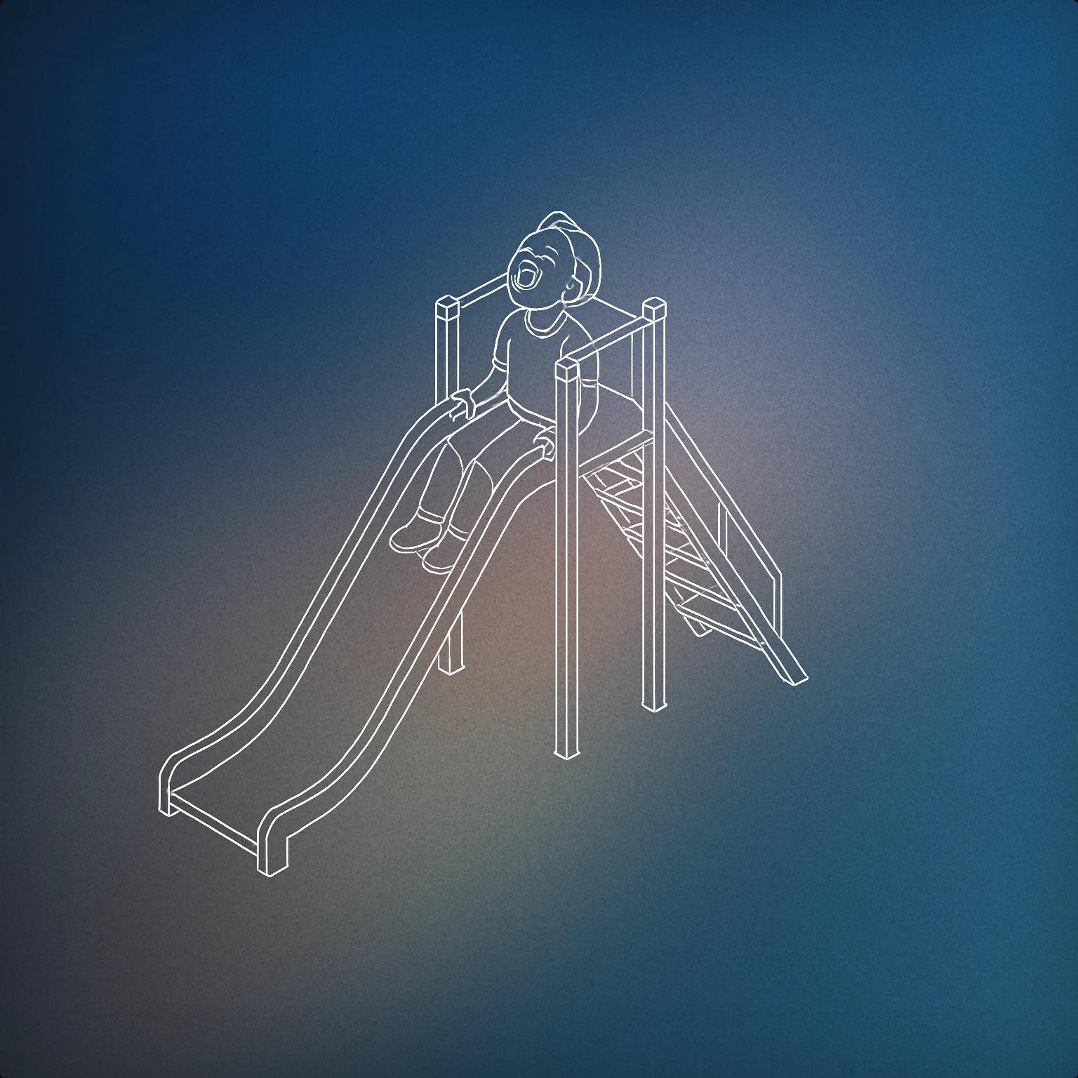 Cover of A playground slide with a single stylized child sitting at the top, head tilted back in mid-laughter for Children Laughing sound effects