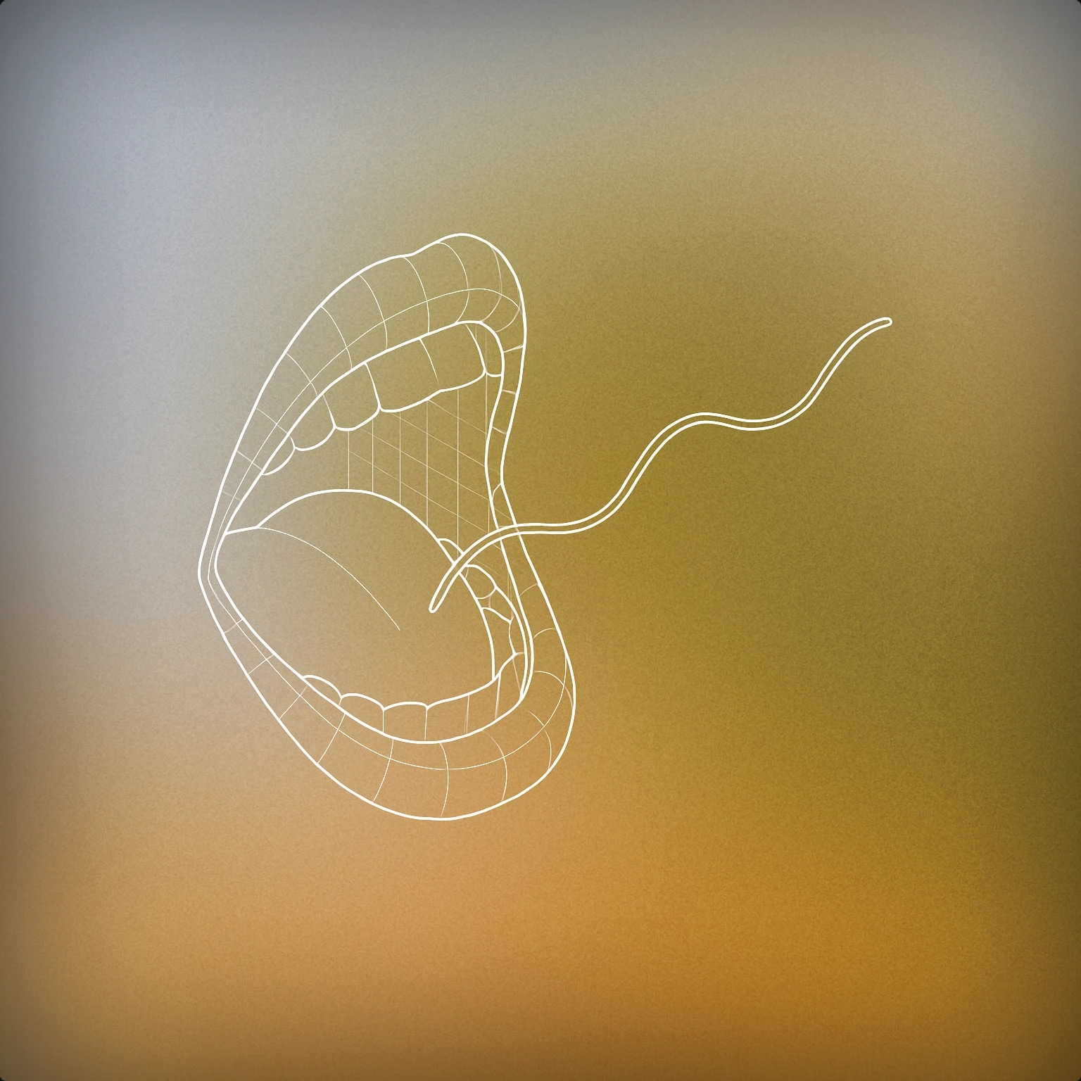 Cover of a stylized open mouth with a single, simple wavy line emerging from it for Burp sound effects