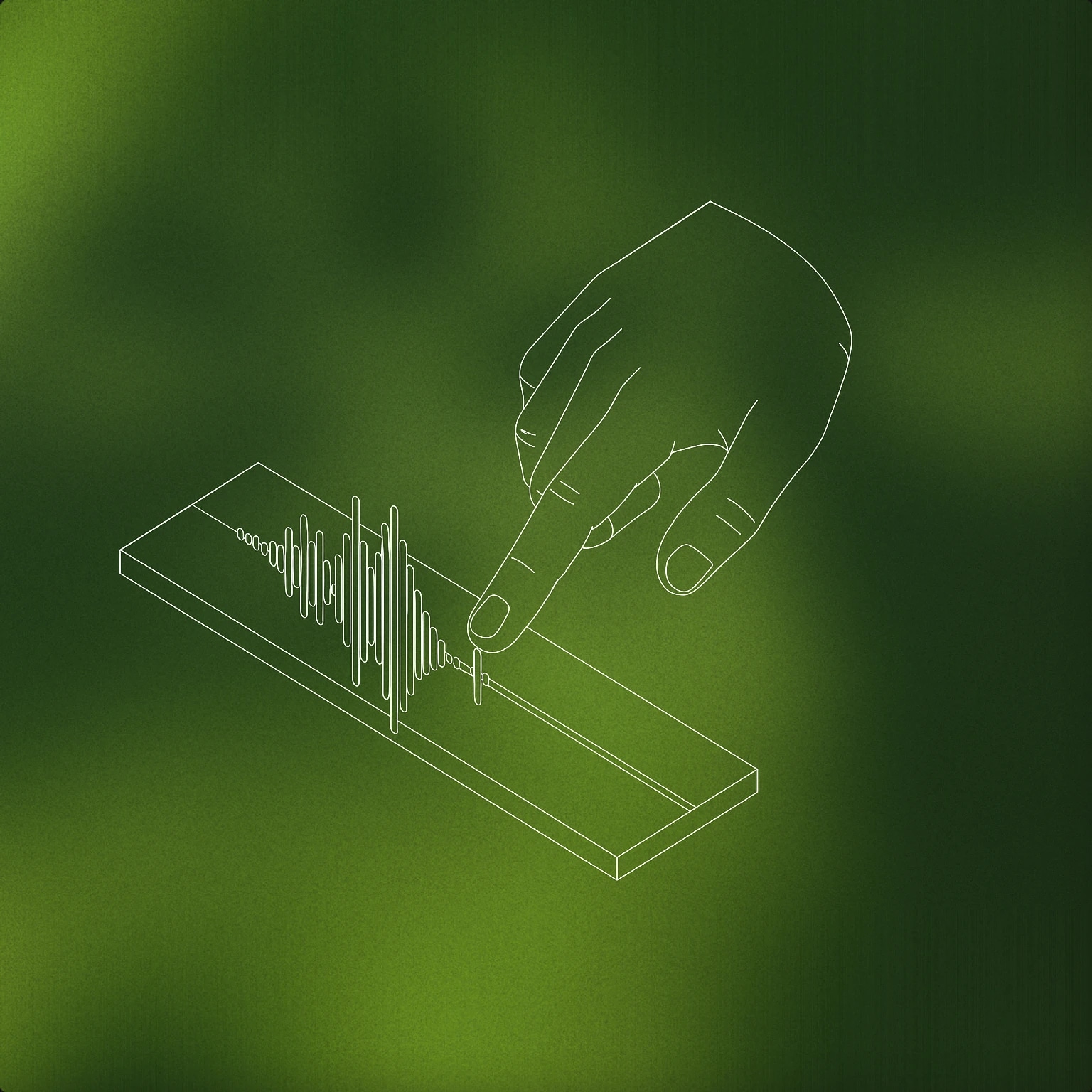 Cover of a stylized finger swiping across a flat audio waveform for Swipe sound effects