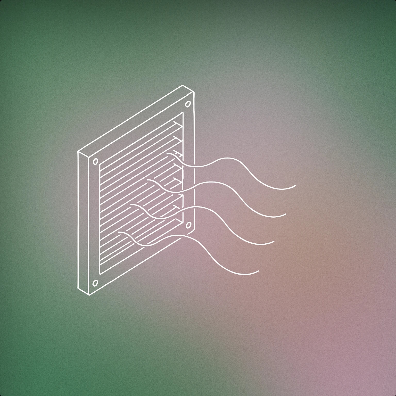 Cover of A stylized, minimal air vent with subtle, wavy lines emanating from it for Hiss Air sound effects