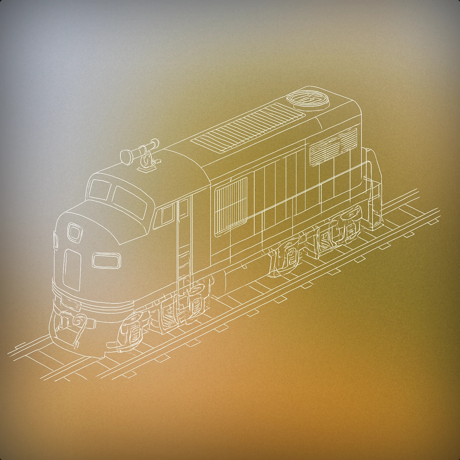 Cover of a streamlined diesel locomotive with prominent exhaust vents and a visible horn on the roof for Diesel Train sound effects