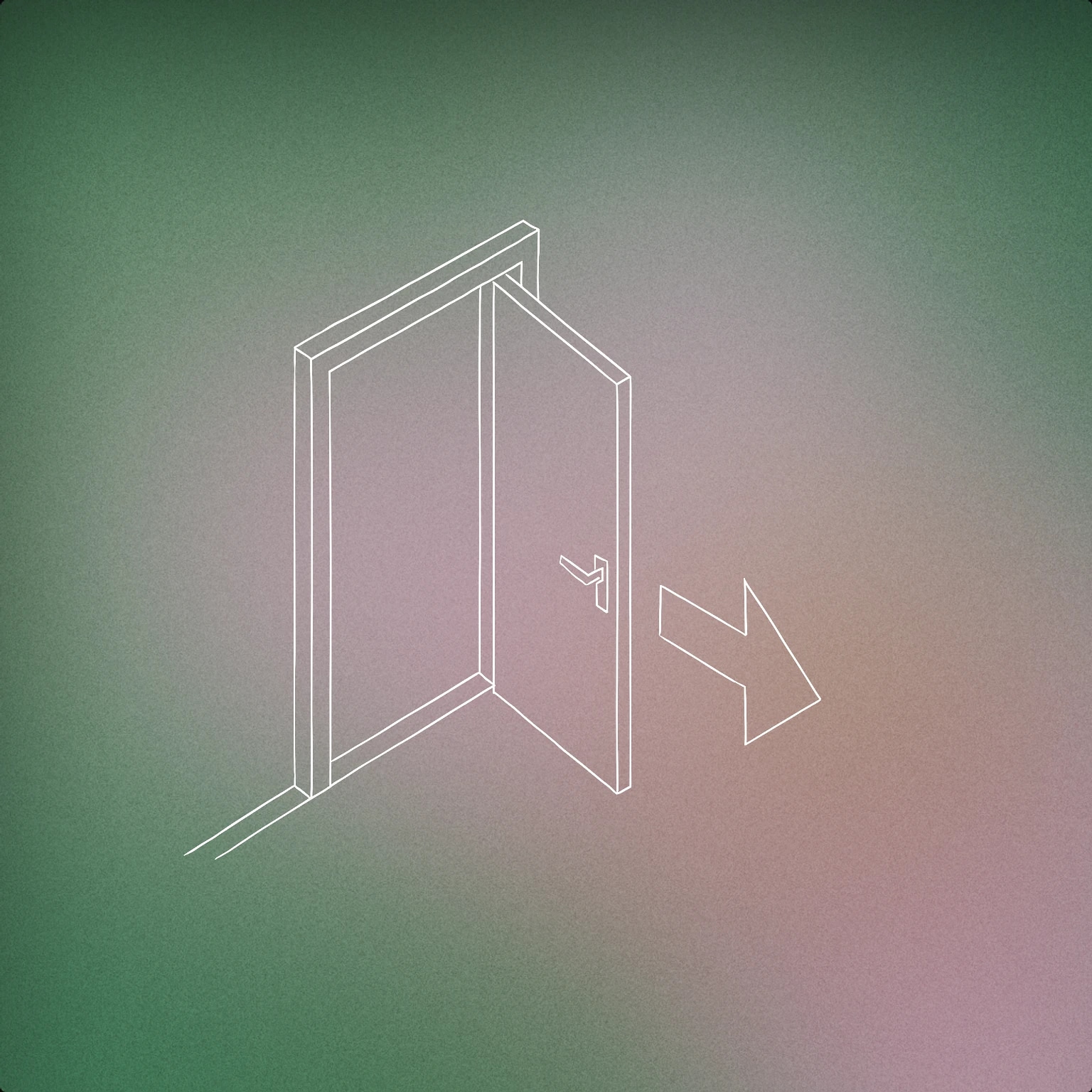 Cover of an open door with a gentle arrow pointing outward for Outro sound effects