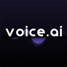 The text "voice.ai" on a dark background with a purple wave design.