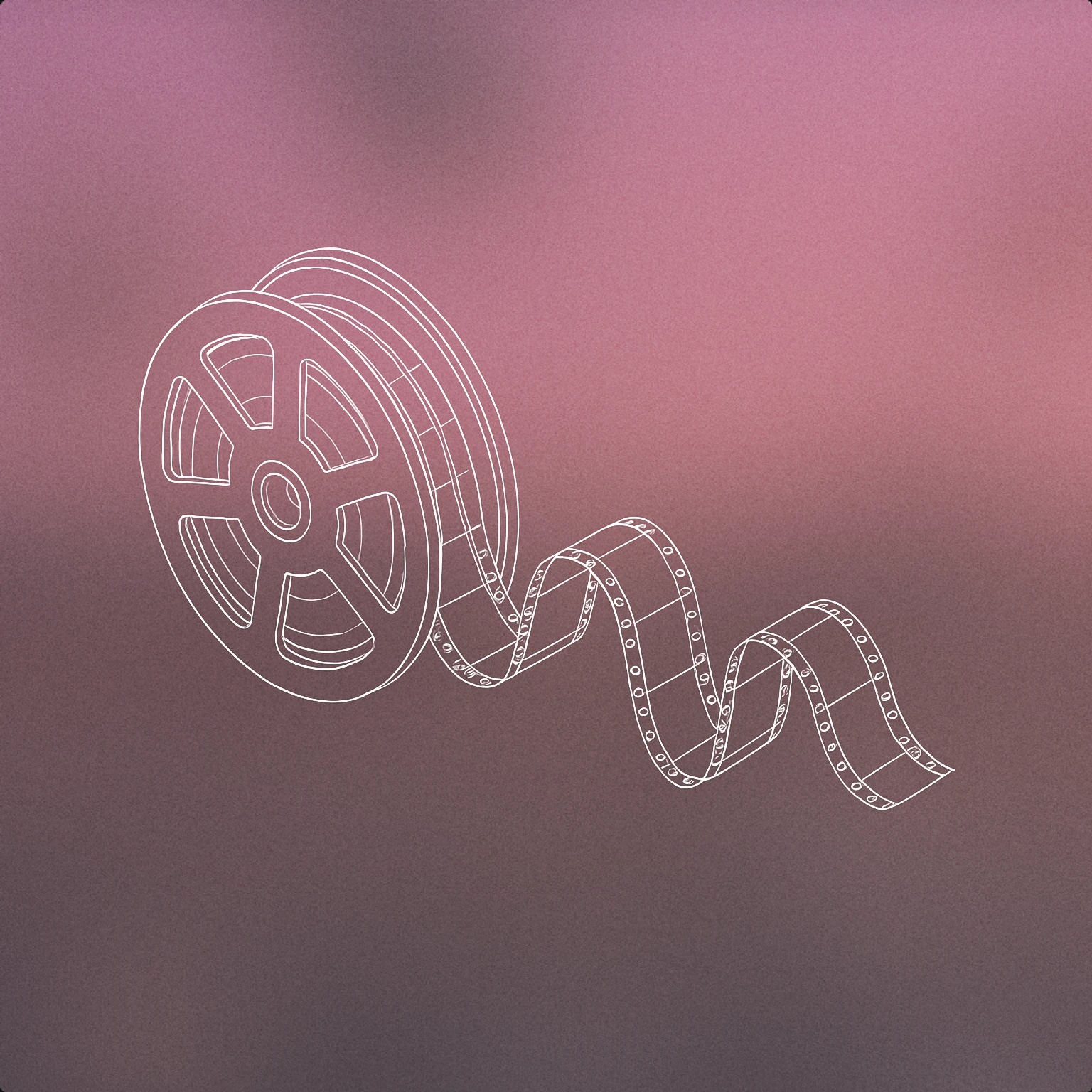 Cover of a classic film reel with a strip of film curling outward, forming a subtle waveform pattern for Cinematic sound effects