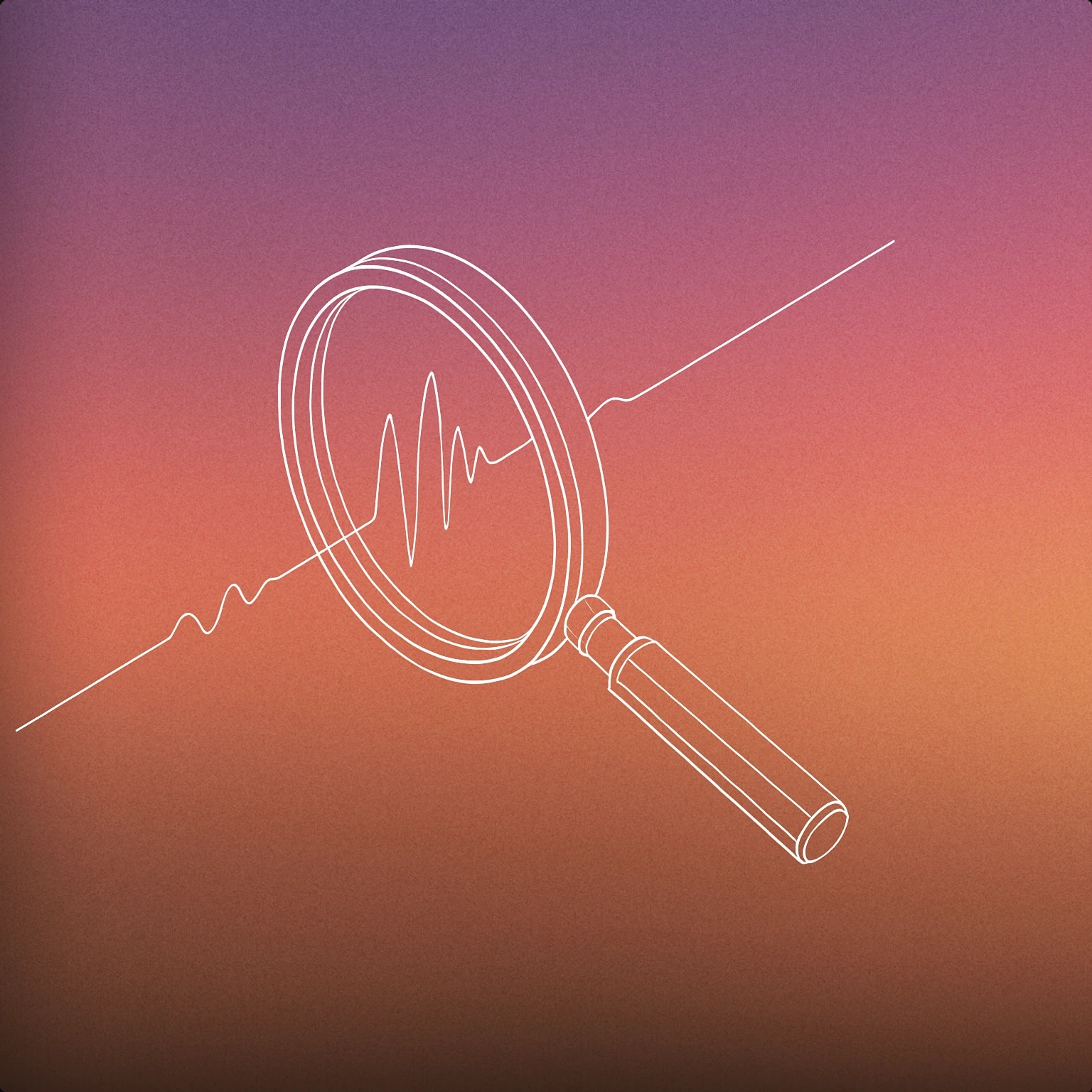 Cover of A large, stylized magnifying glass focusing on a single, simplified audio waveform line for Zoom sound effects