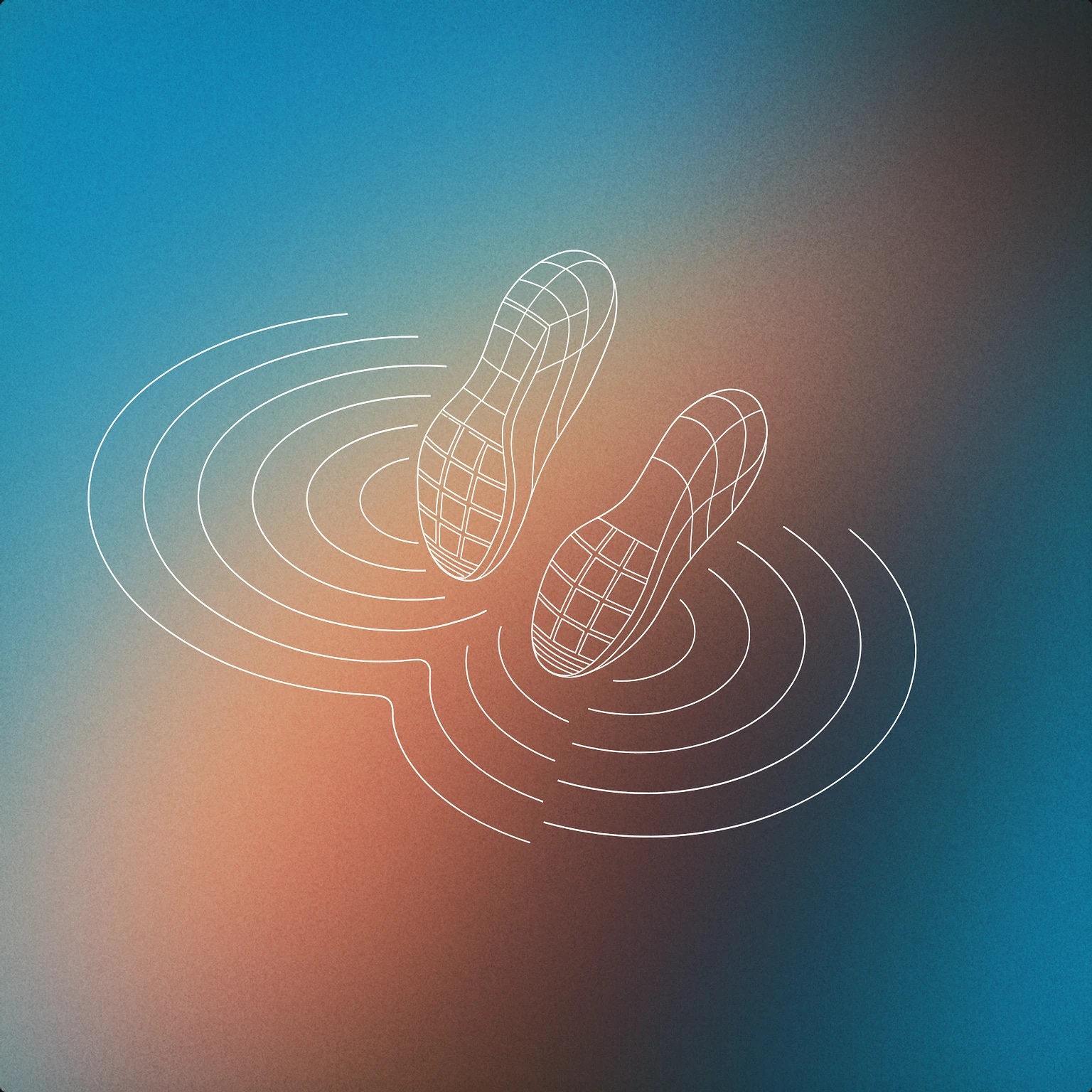 Cover of stylized pair of running footprints spreading sound ripples behind them for Chase sound effects