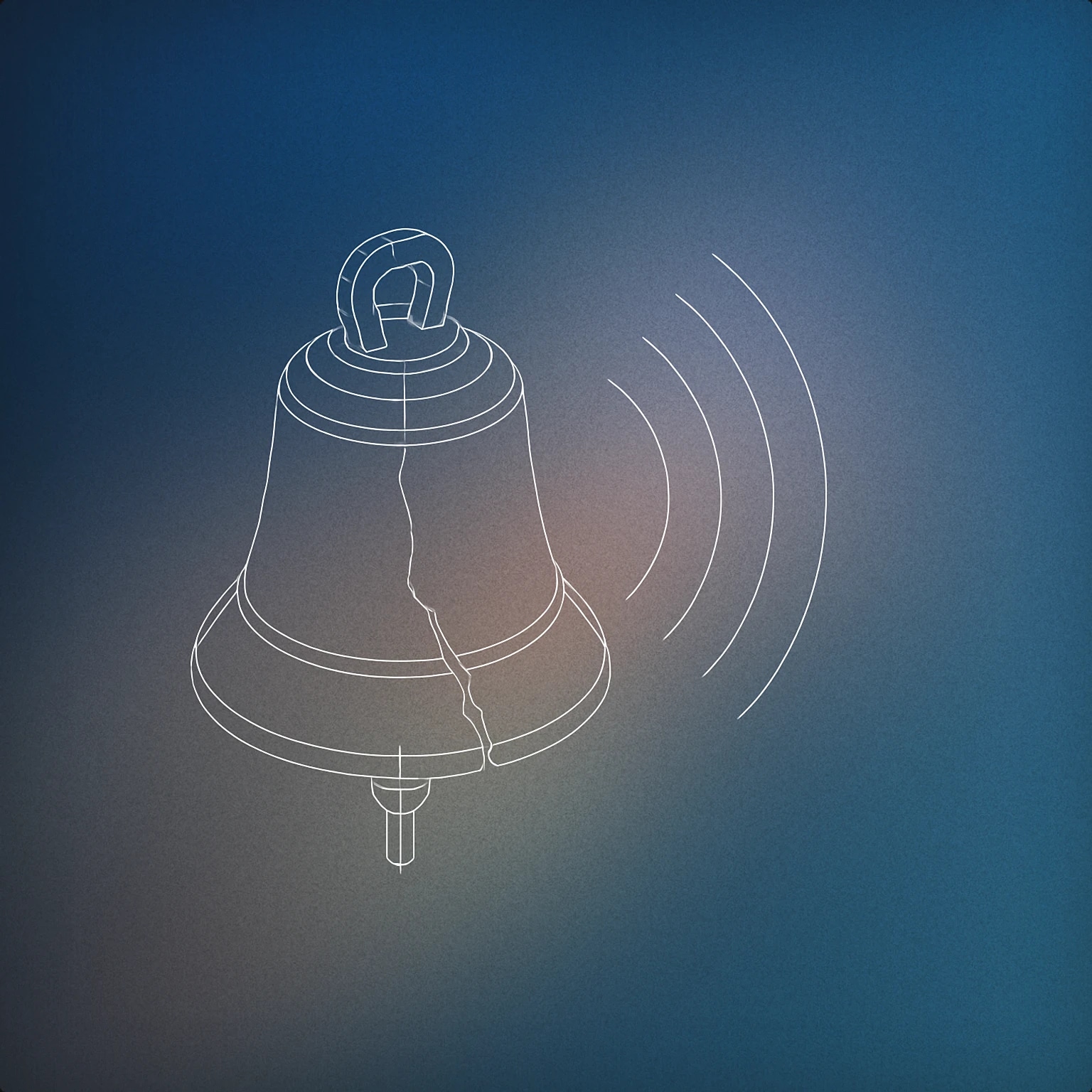 Cover of an old, cracked bell with a visible soundwave emanating from it for Spooky sound effects