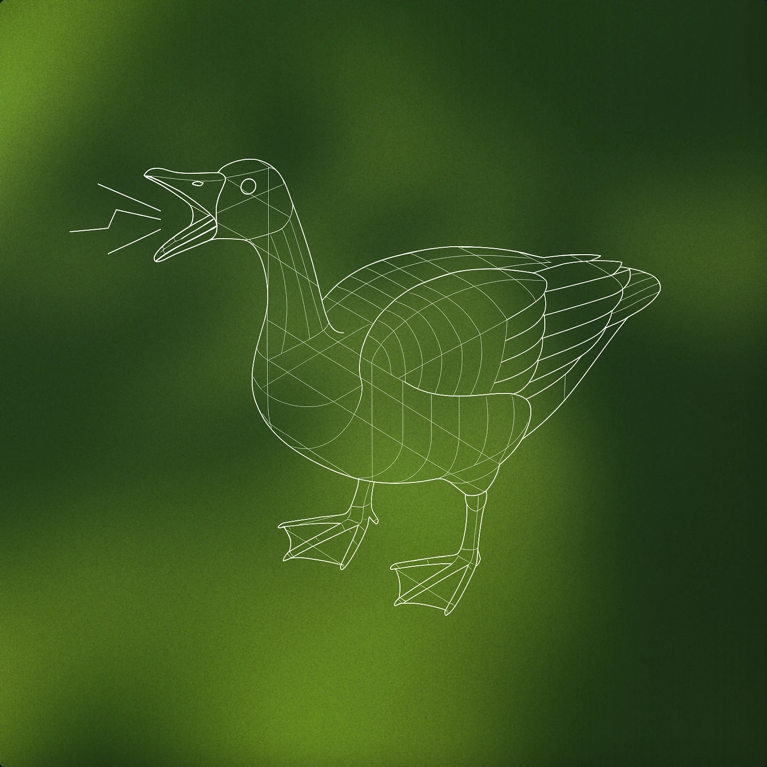 Cover of A goose with its beak open mid-honk, with a single stylized soundwave emanating from its mouth for Goose sound effects