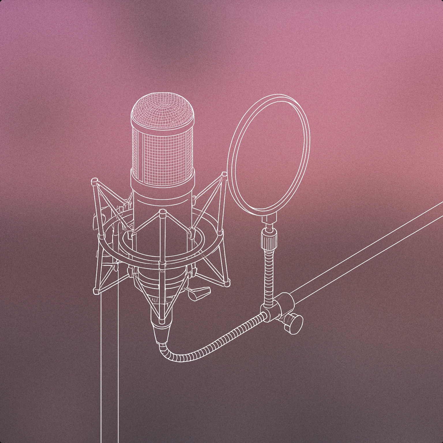 Cover of studio condenser microphone with a shock mount and pop filter for Microphone sound effects