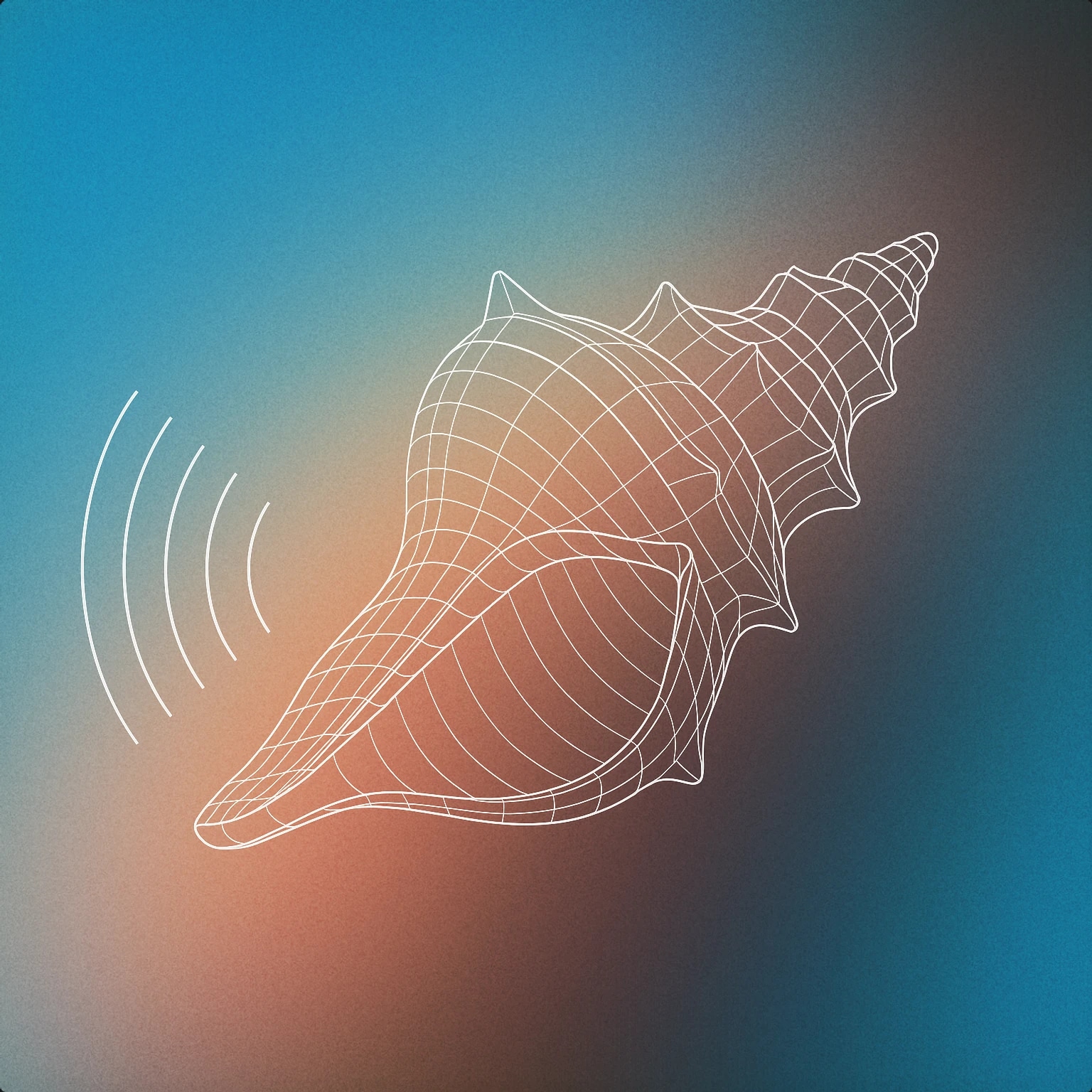 Cover of conch shell with stylized soundwave lines emanating from its opening for Aquatic sound effects
