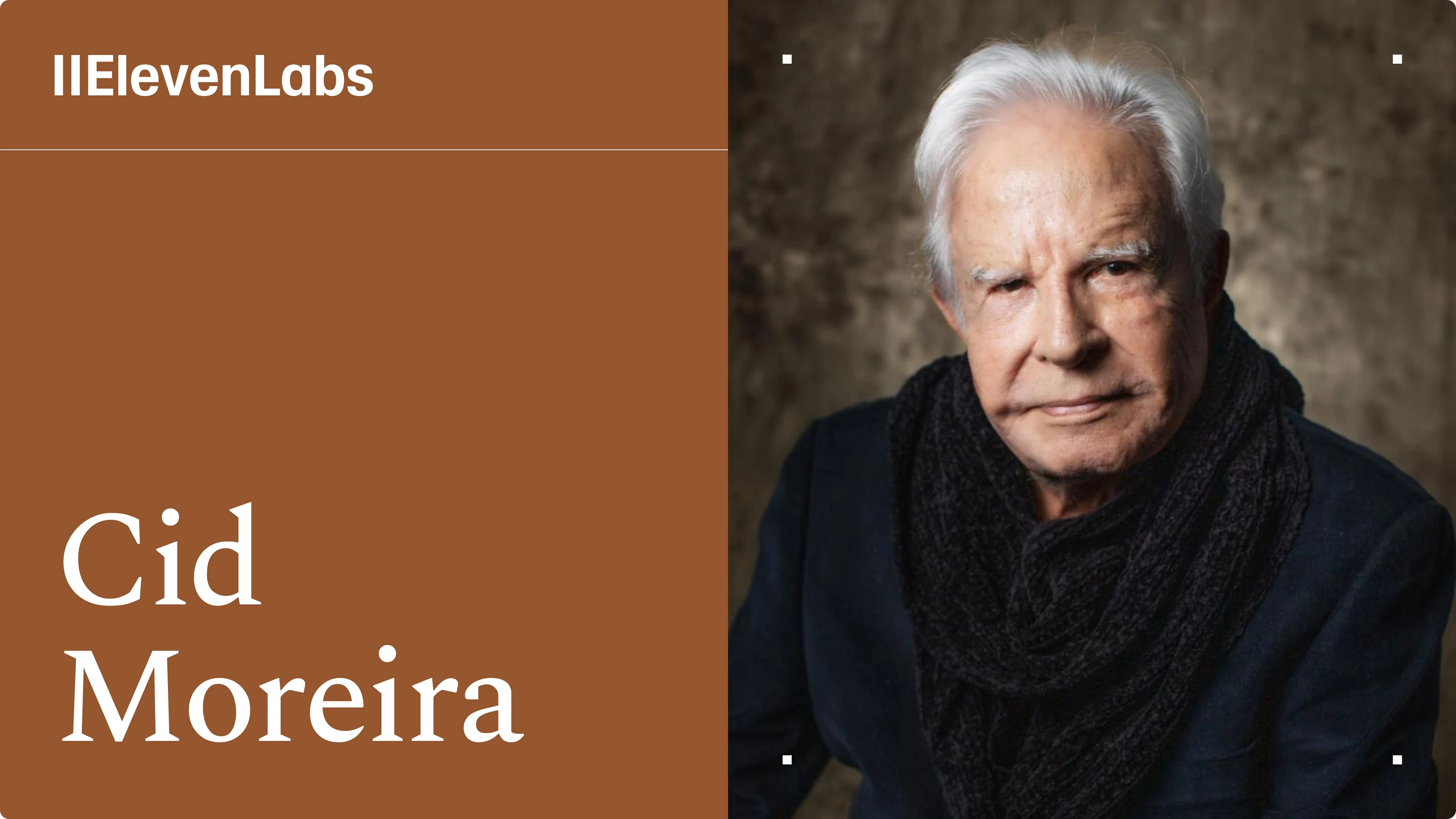 Portrait of an elderly man with white hair, wearing a dark jacket and scarf, against a textured background.