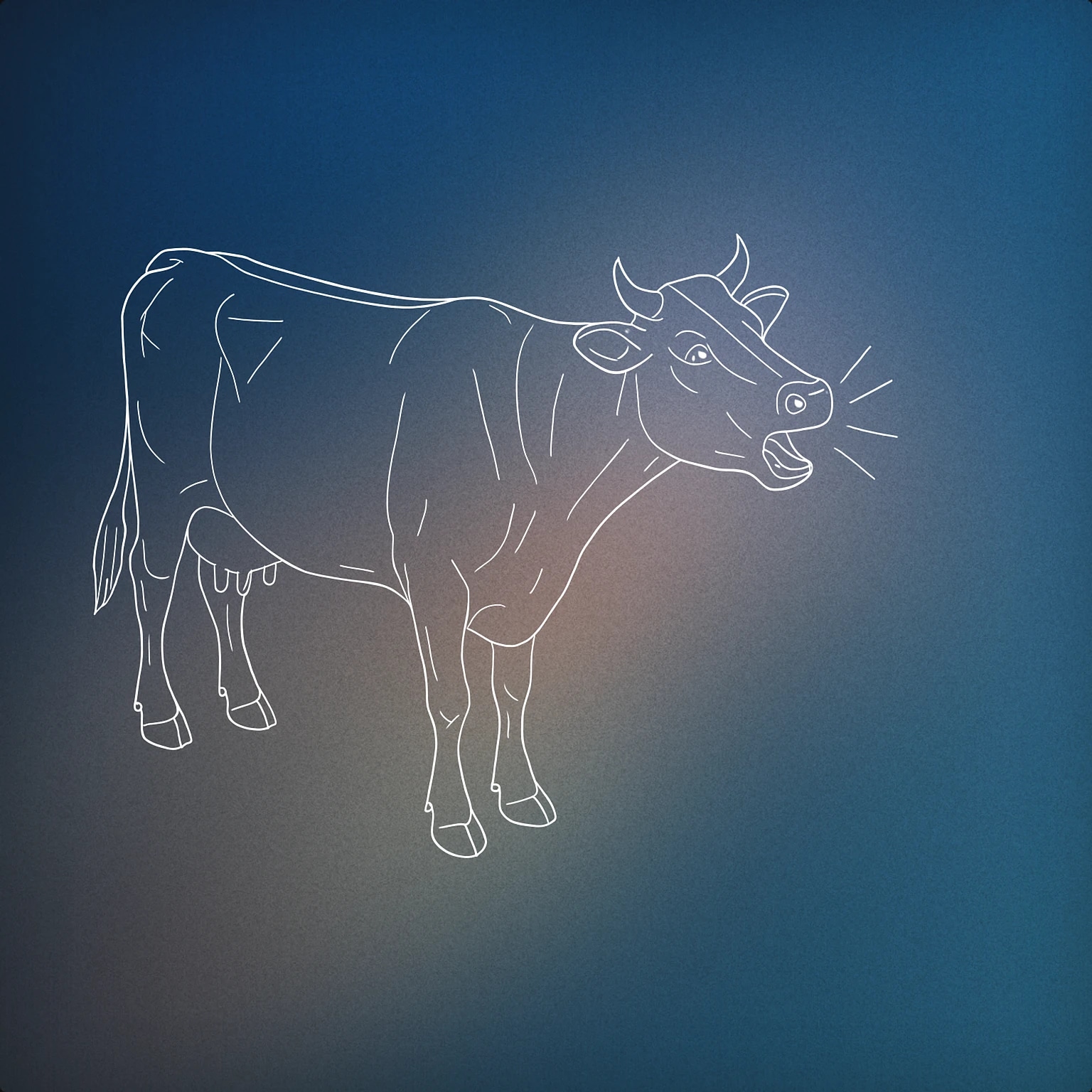 Cover of A standing cow with clearly visible open mouth and subtle soundwave lines emanating from its mouth for Cow Moo sound effects