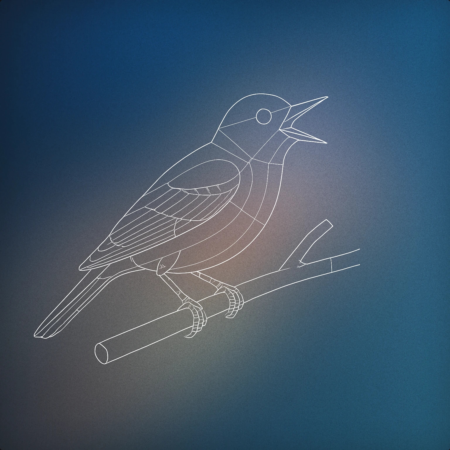 Cover of A perched songbird with an open beak on a simple tree branch for Bird Call sound effects