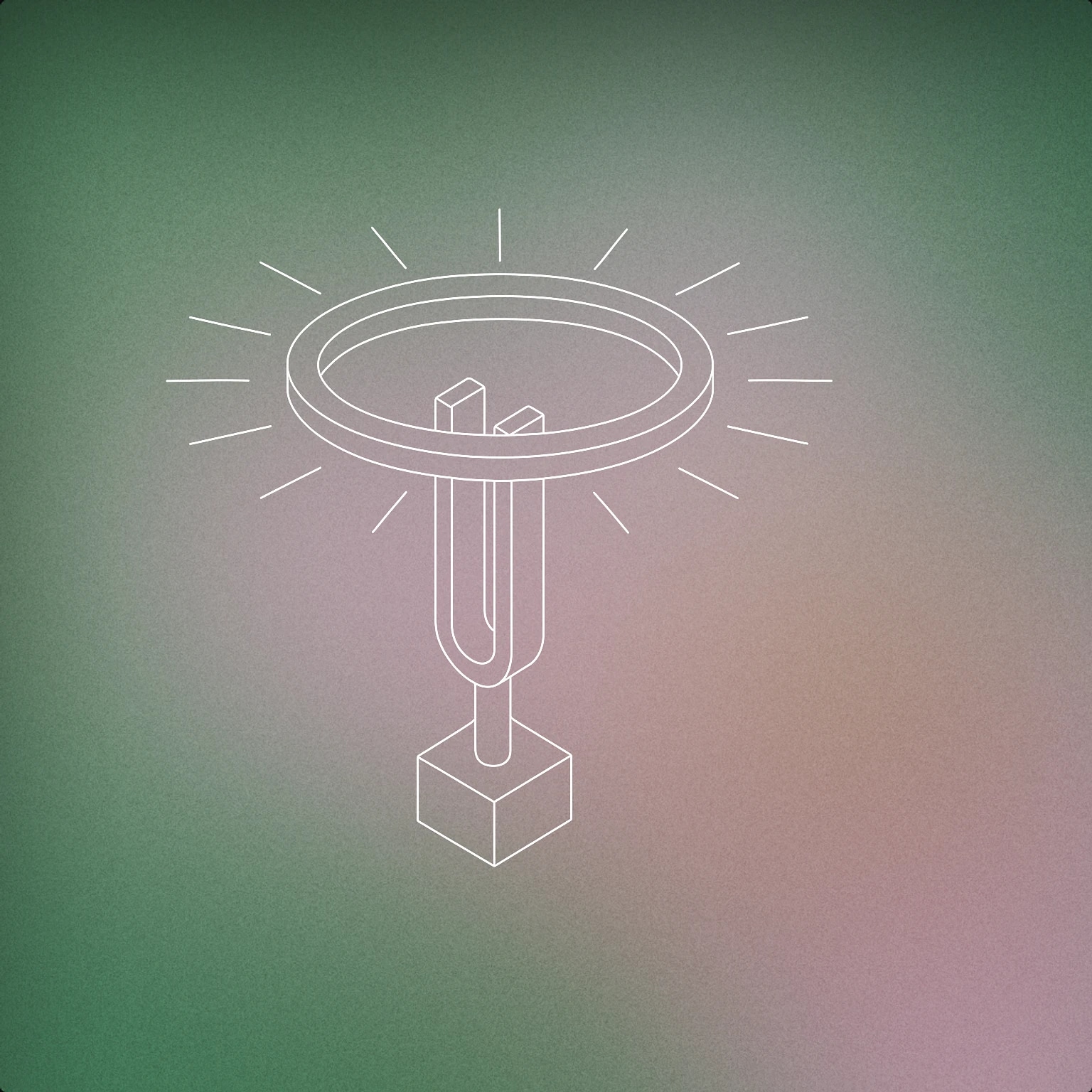 Cover of A large, stylized halo floating above an abstract, upright tuning fork with radiating lines for Divine sound effects