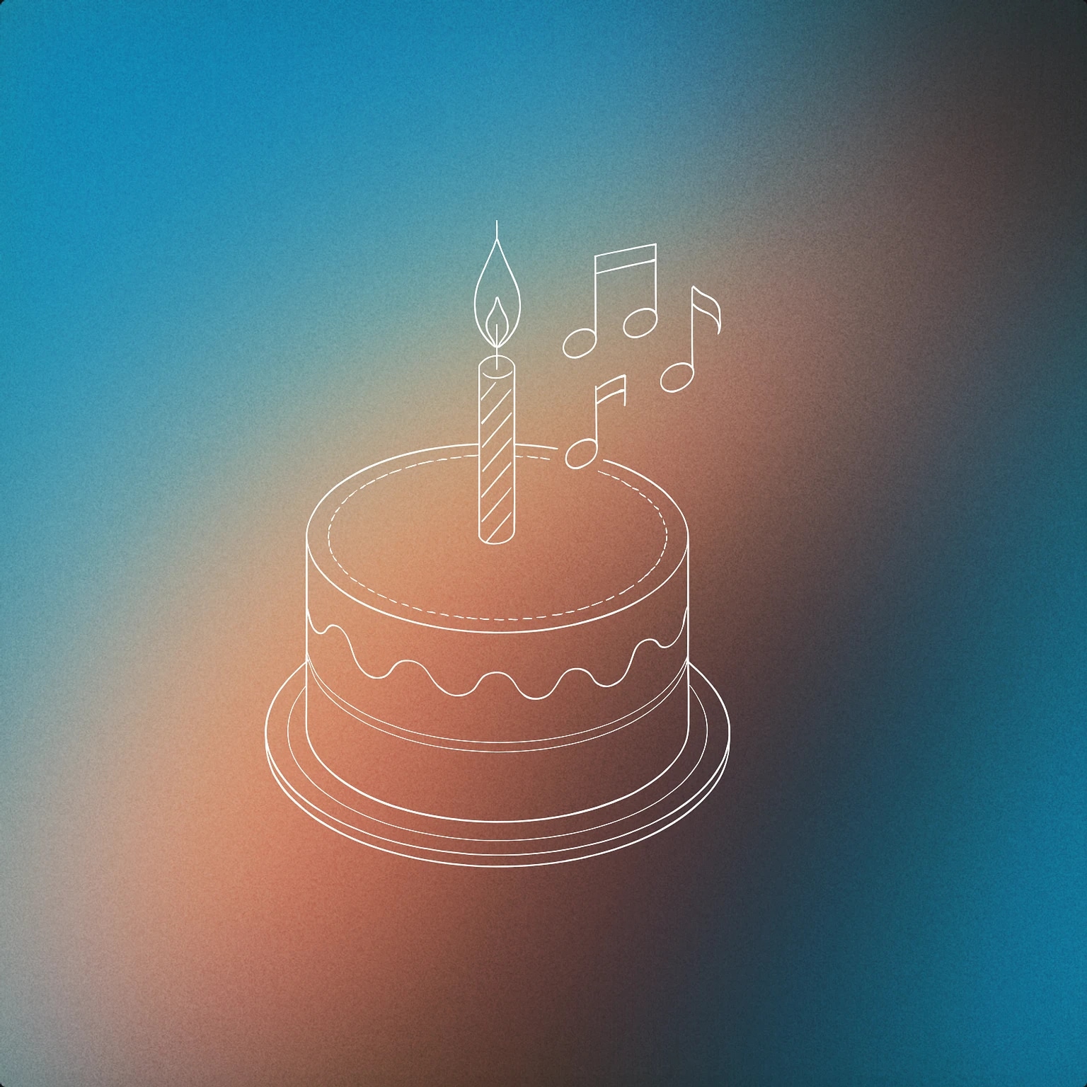 Cover of A birthday cake with a single lit candle emitting musical notes for Happy Birthday sound effects