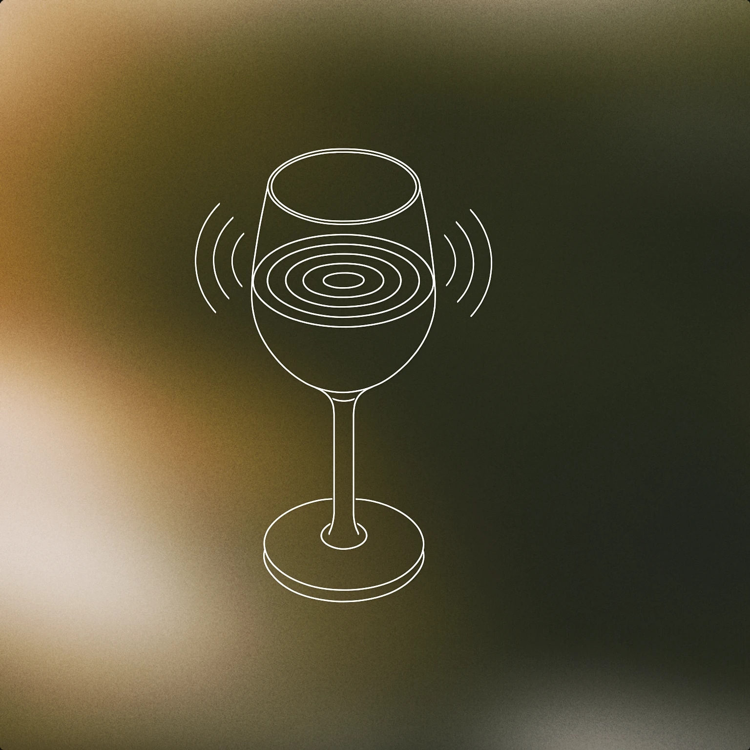 Cover of A stylized wine glass with a visible liquid surface gently vibrating with concentric ripples, indicating sound vibration for Drink sound effects
