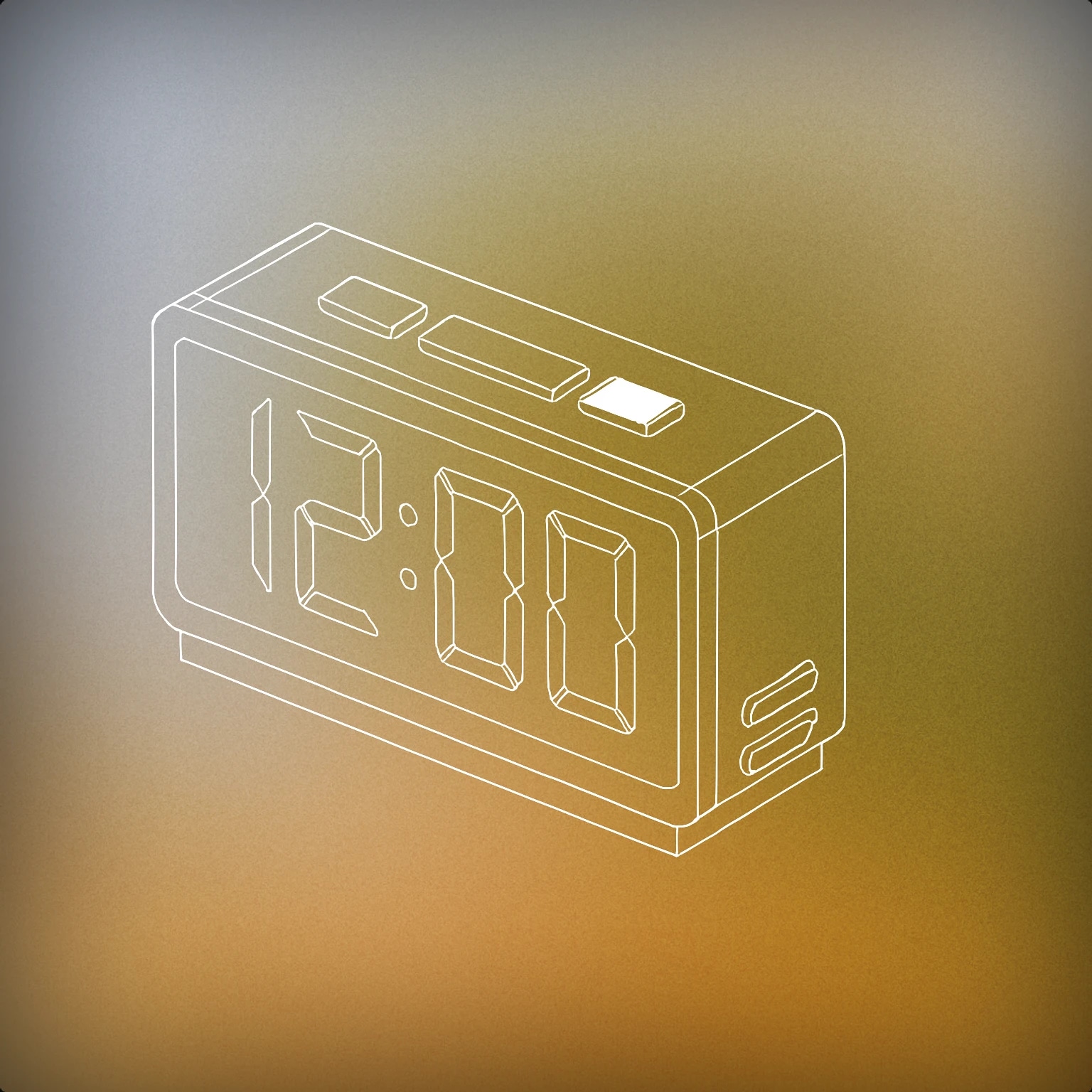 Cover of digital alarm clock with a single illuminated button for Beeping sound effects