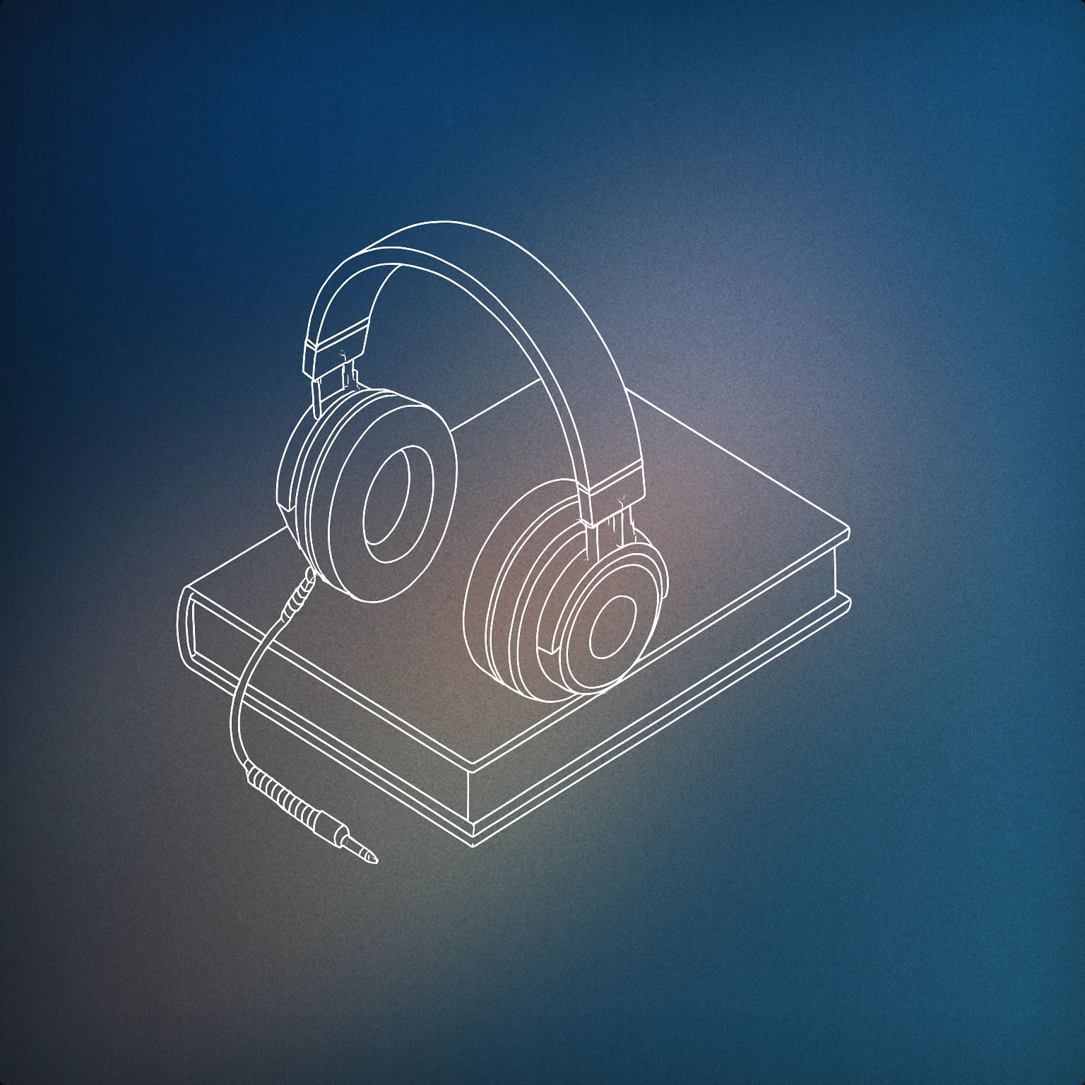 Cover of headphones resting gently on a closed hardcover book for Chill sound effects