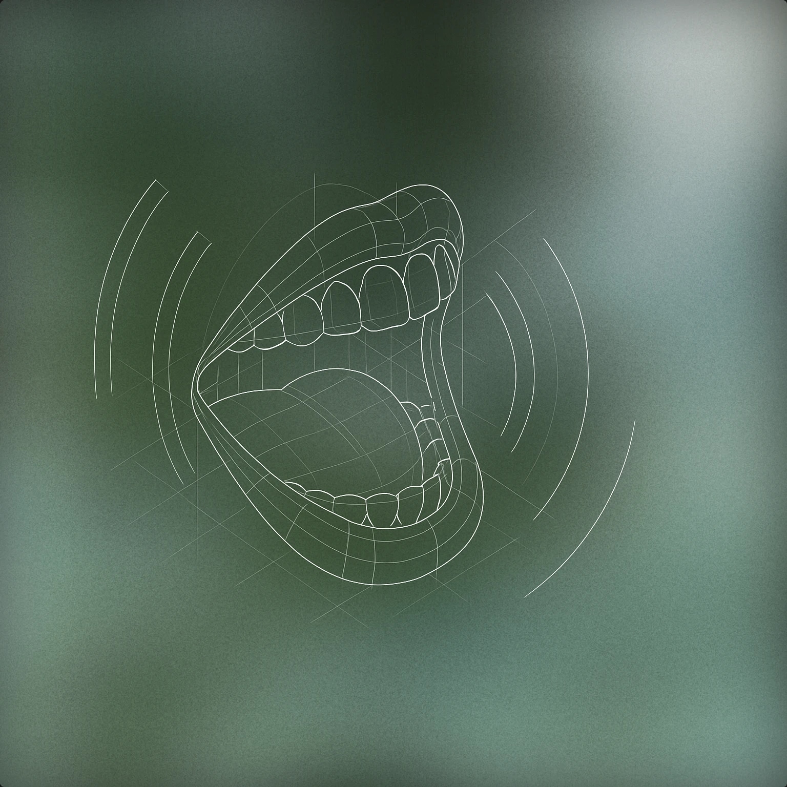 Cover of a stylized open mouth with curved lines radiating outward to suggest laughter for Laughing sound effects