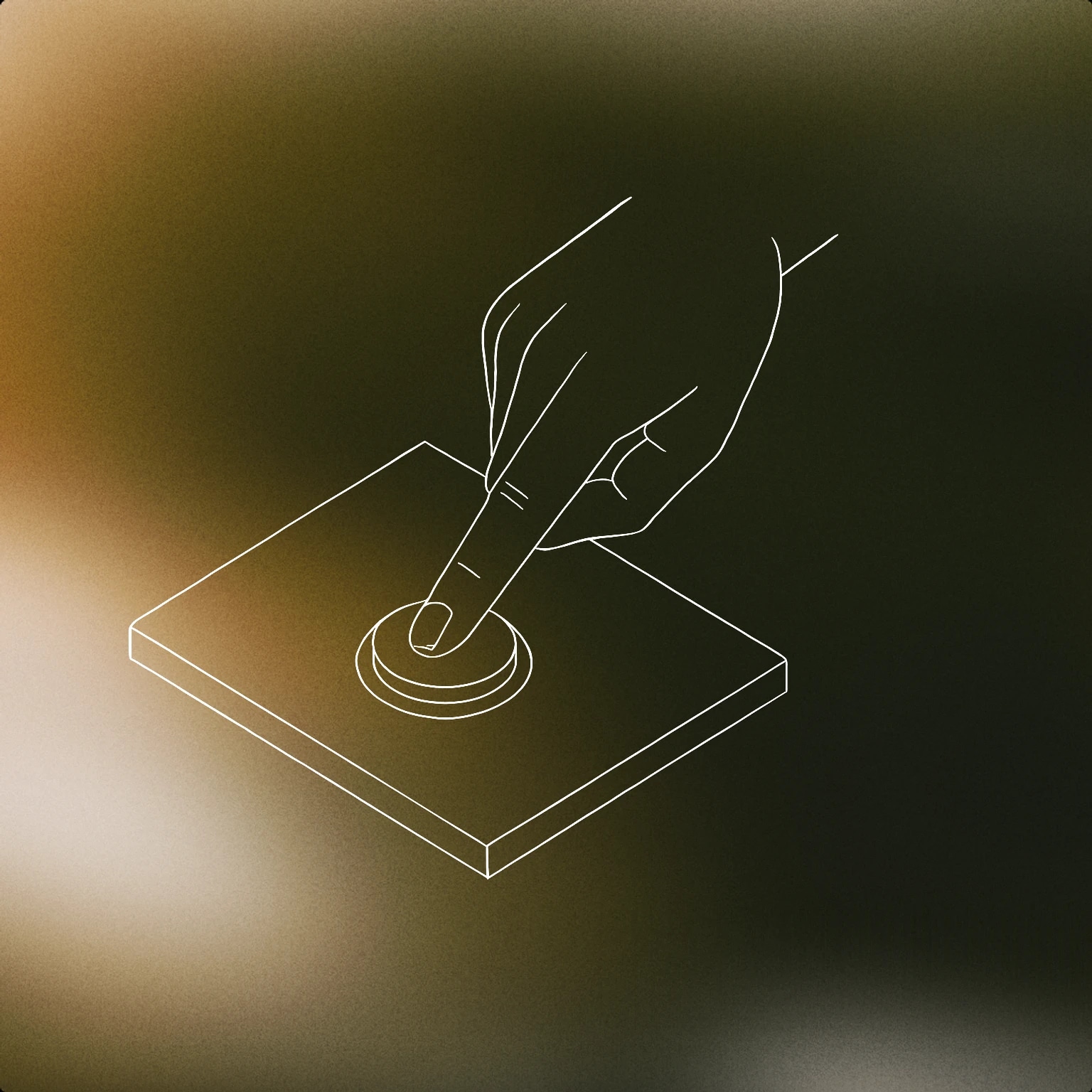 Cover of a finger pressing down on a single circular button slightly recessed into a flat surface for Button Press sound effects